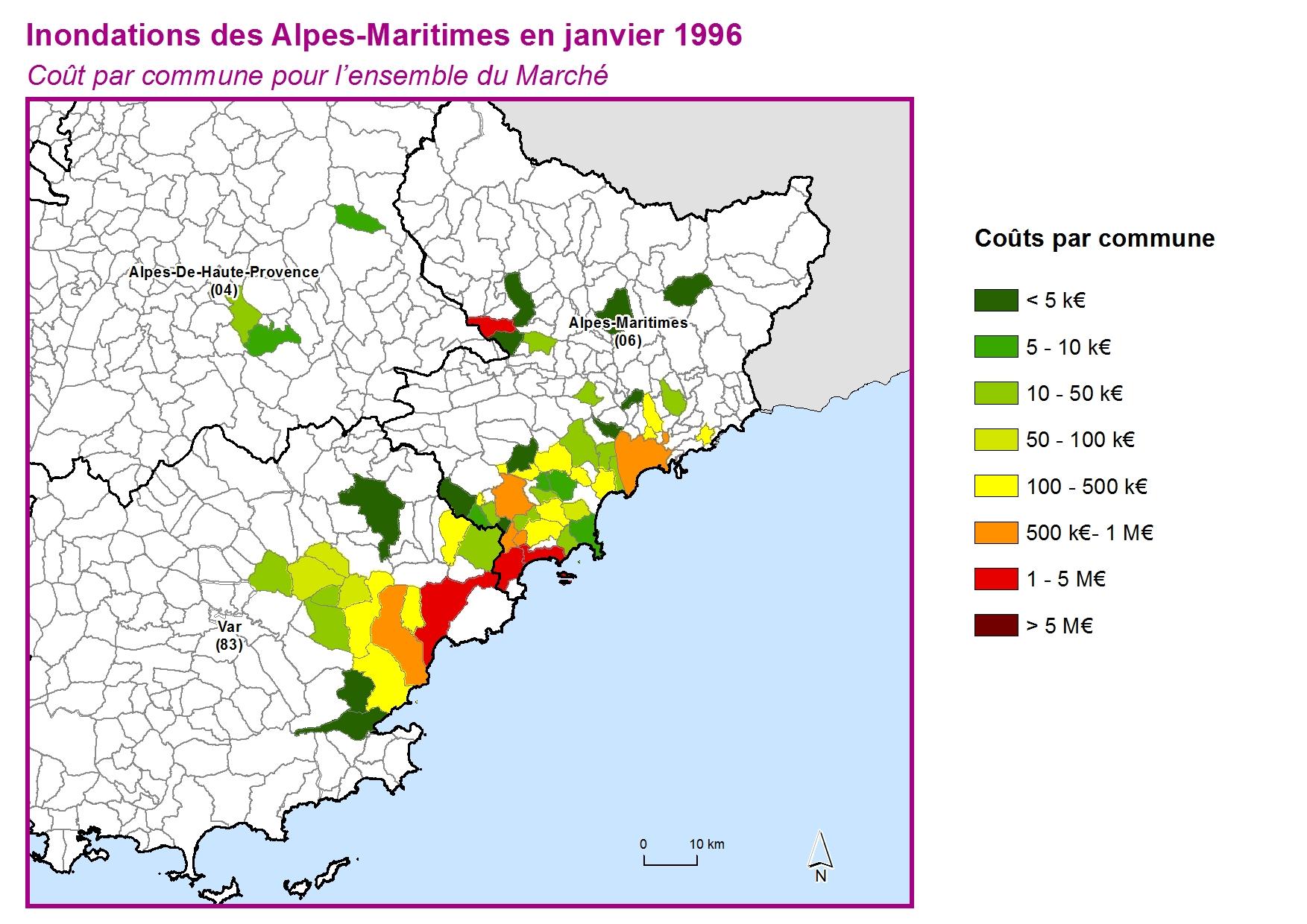 Cout par commune pour l'ensemble du marché