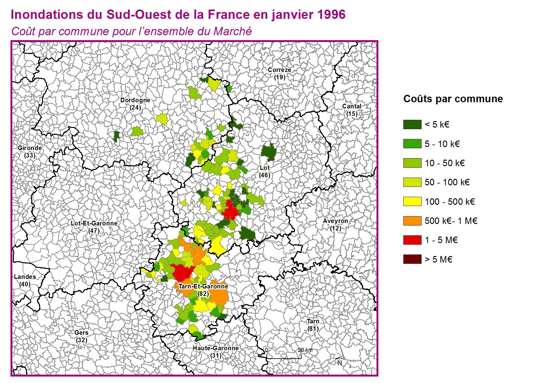 Cout par commune pour l'ensemble du marché