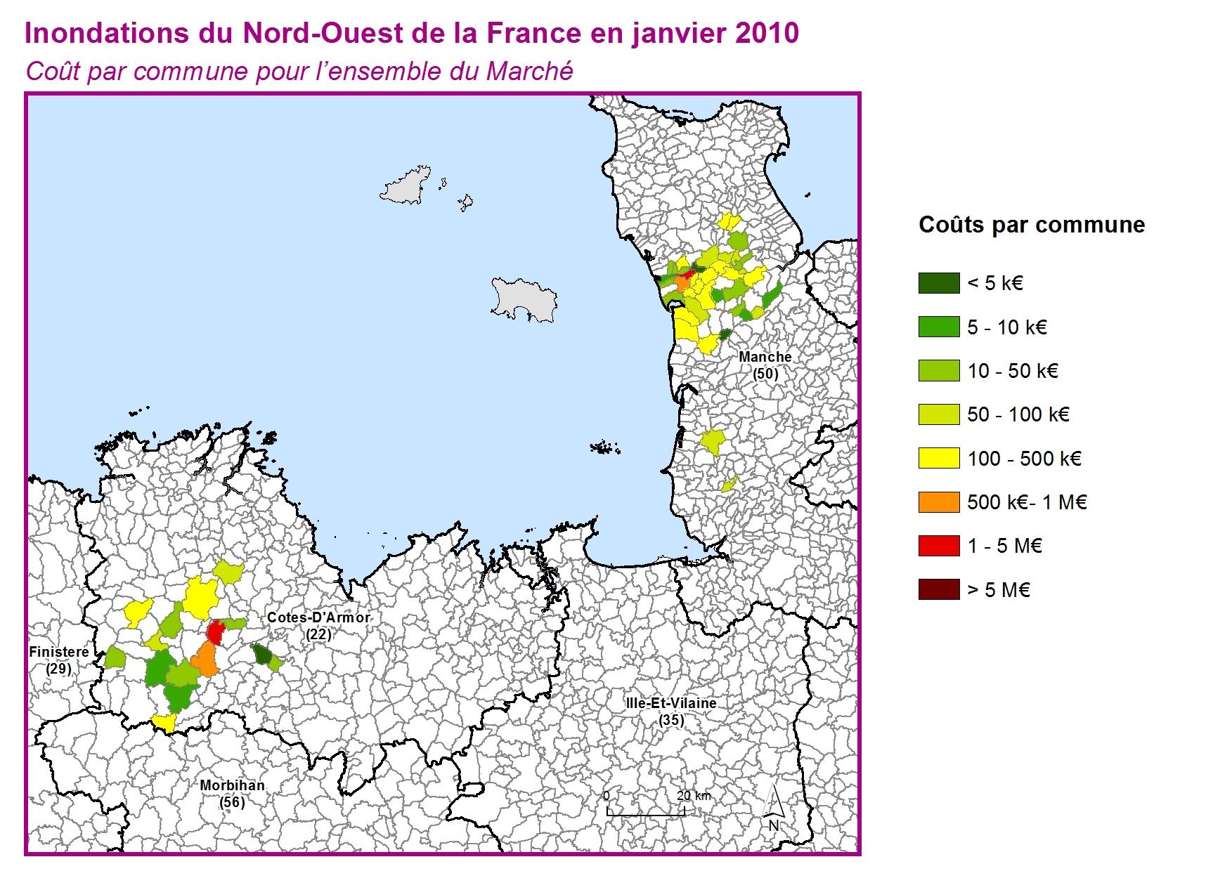 Cout par commune pour l'ensemble du marché