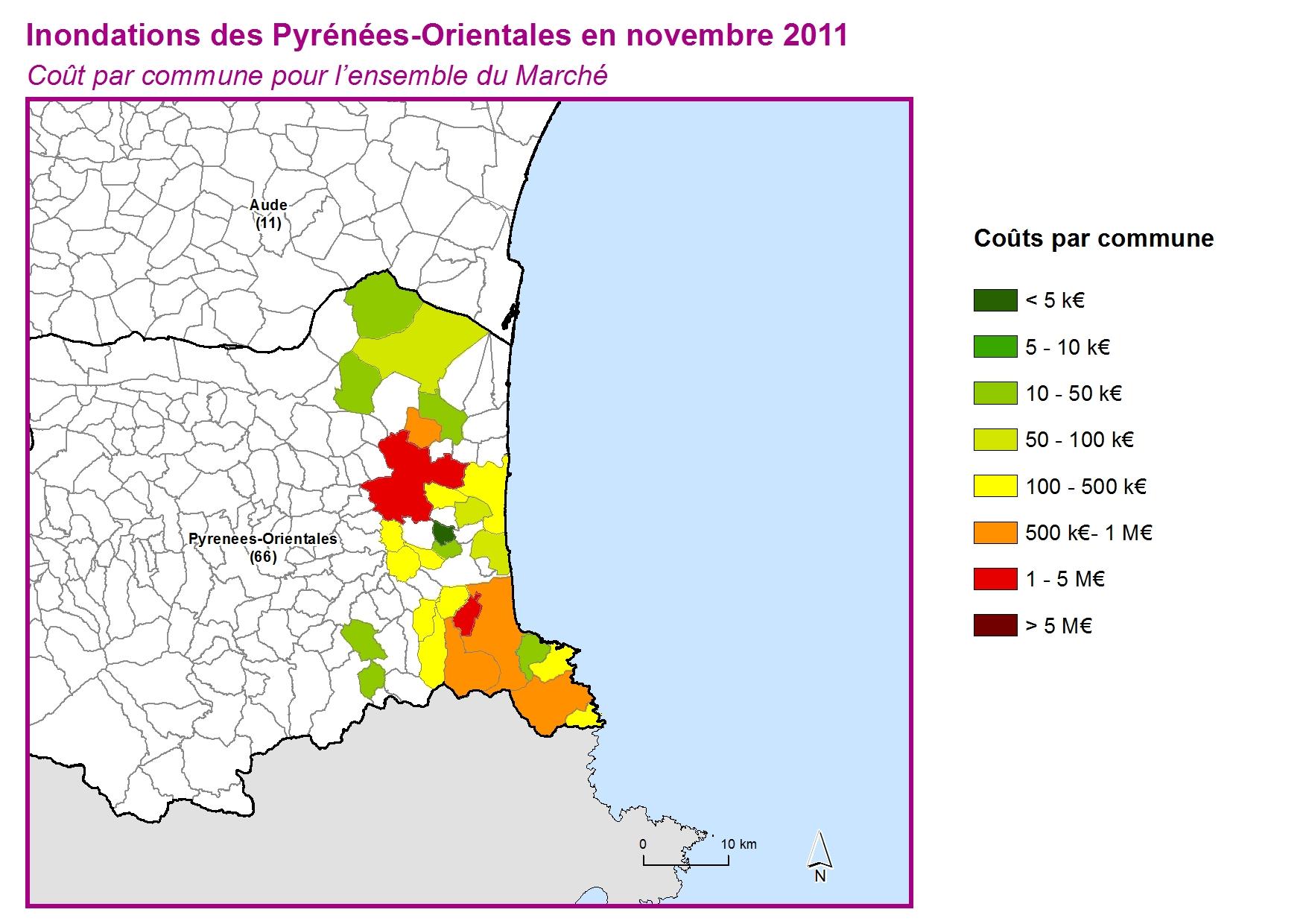 Cout par commune pour l'ensemble du marché