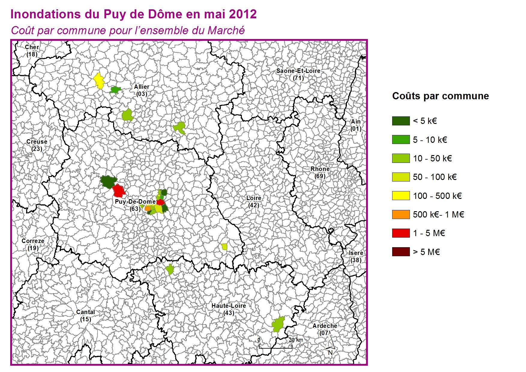 Cout par commune pour l'ensemble du marché