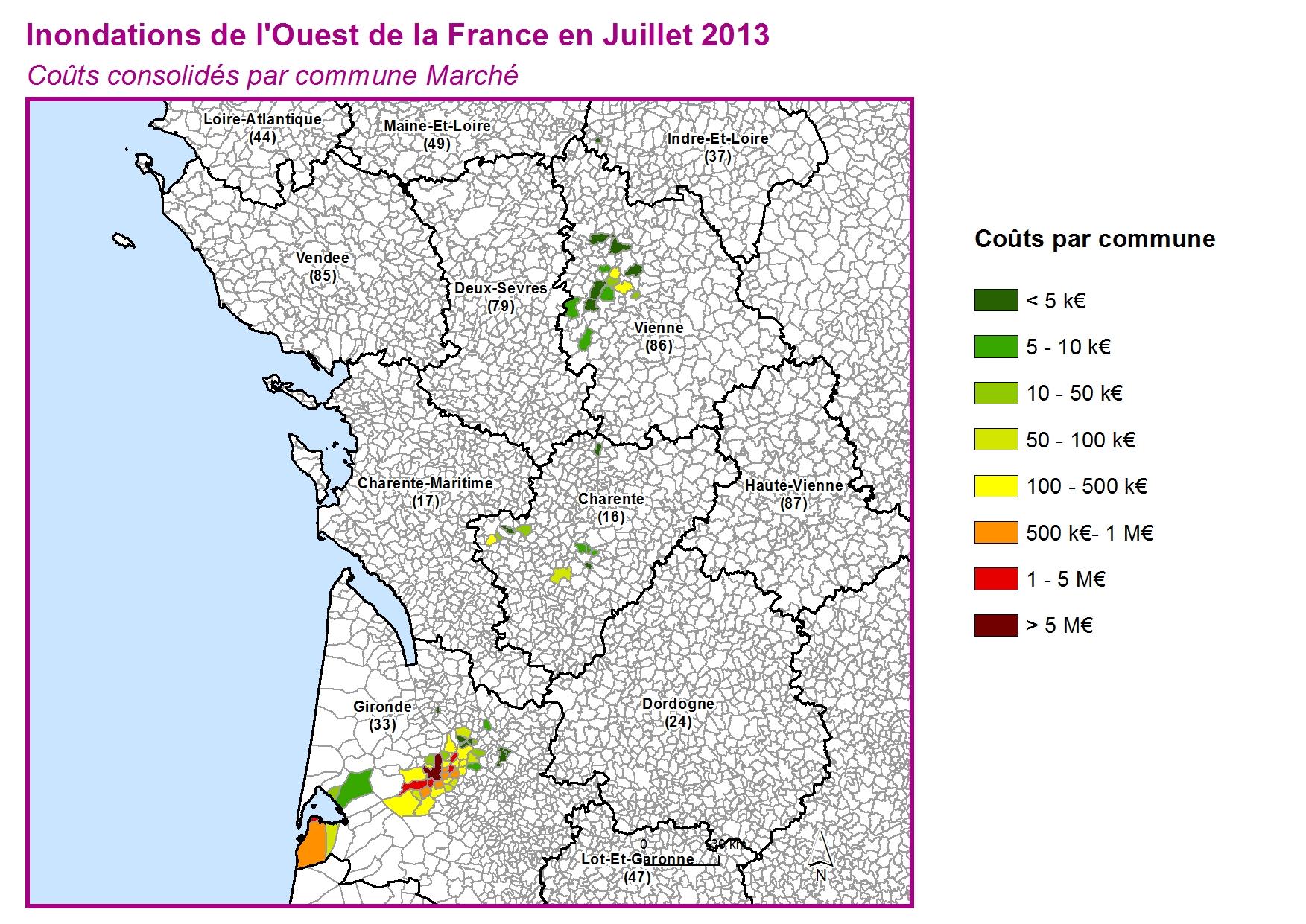 Cout par commune pour l'ensemble du marché