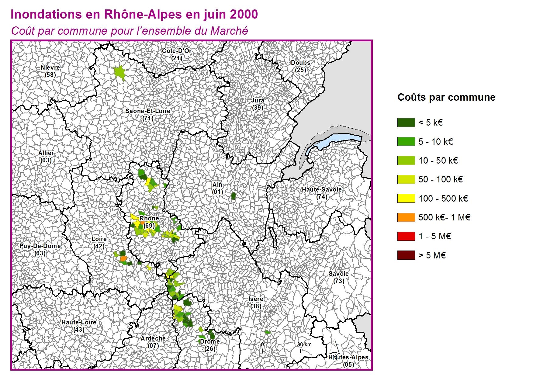 Cout par commune pour l'ensemble du marché