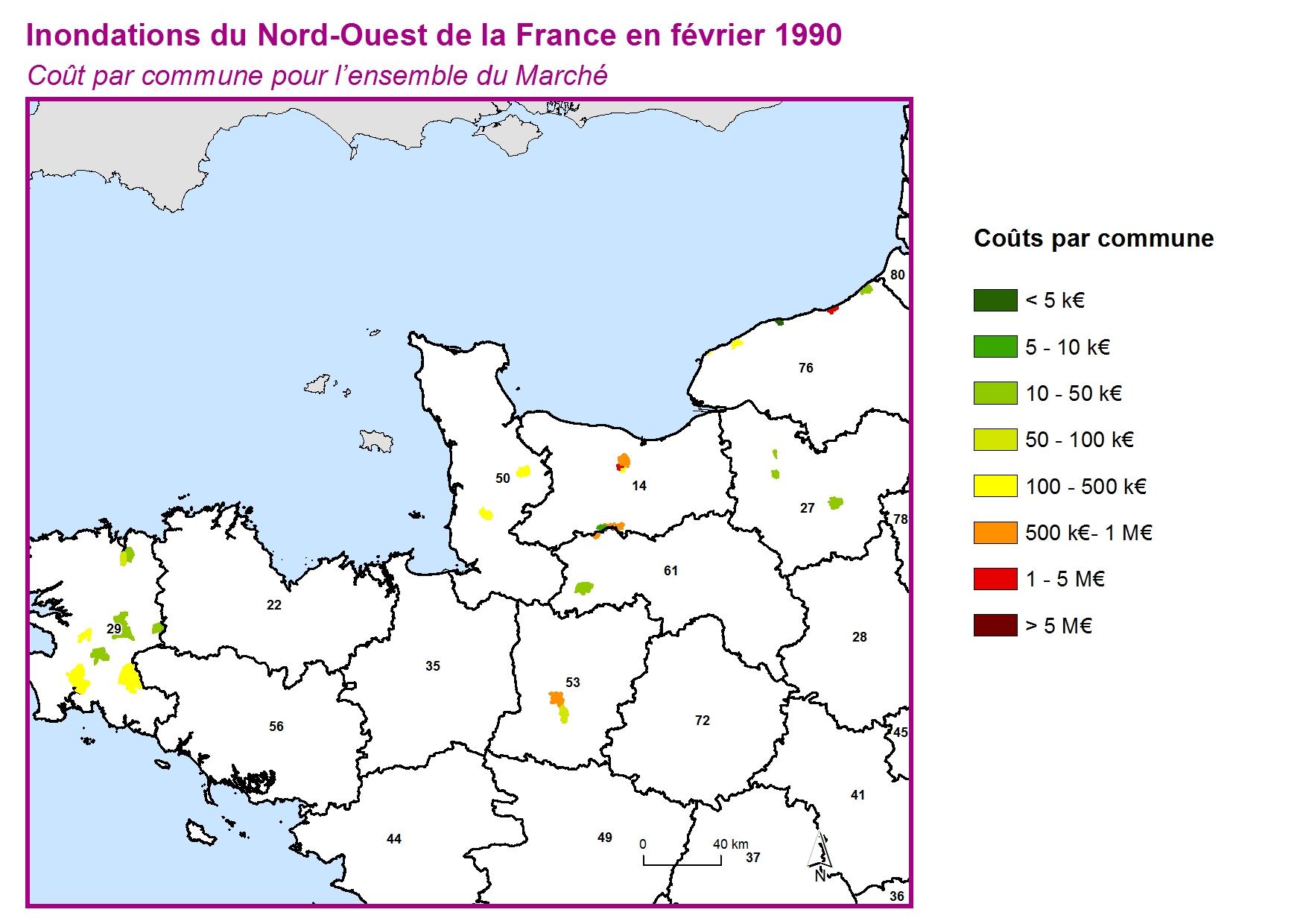 Cout par commune pour l'ensemble du marché