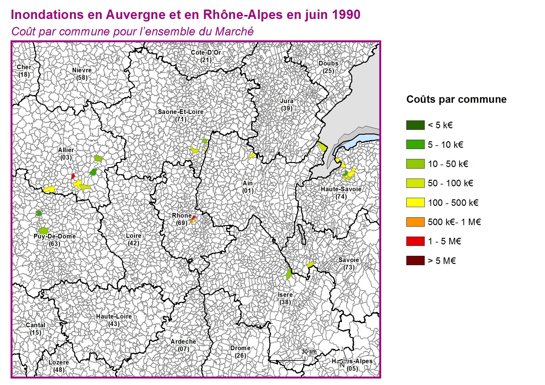 Cout par commune pour l'ensemble du marché
