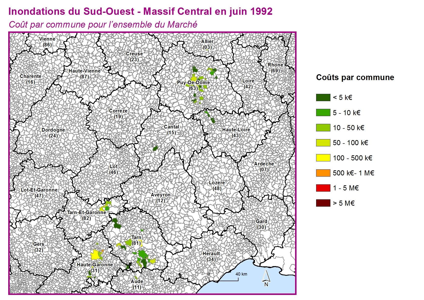 Cout par commune pour l'ensemble du marché