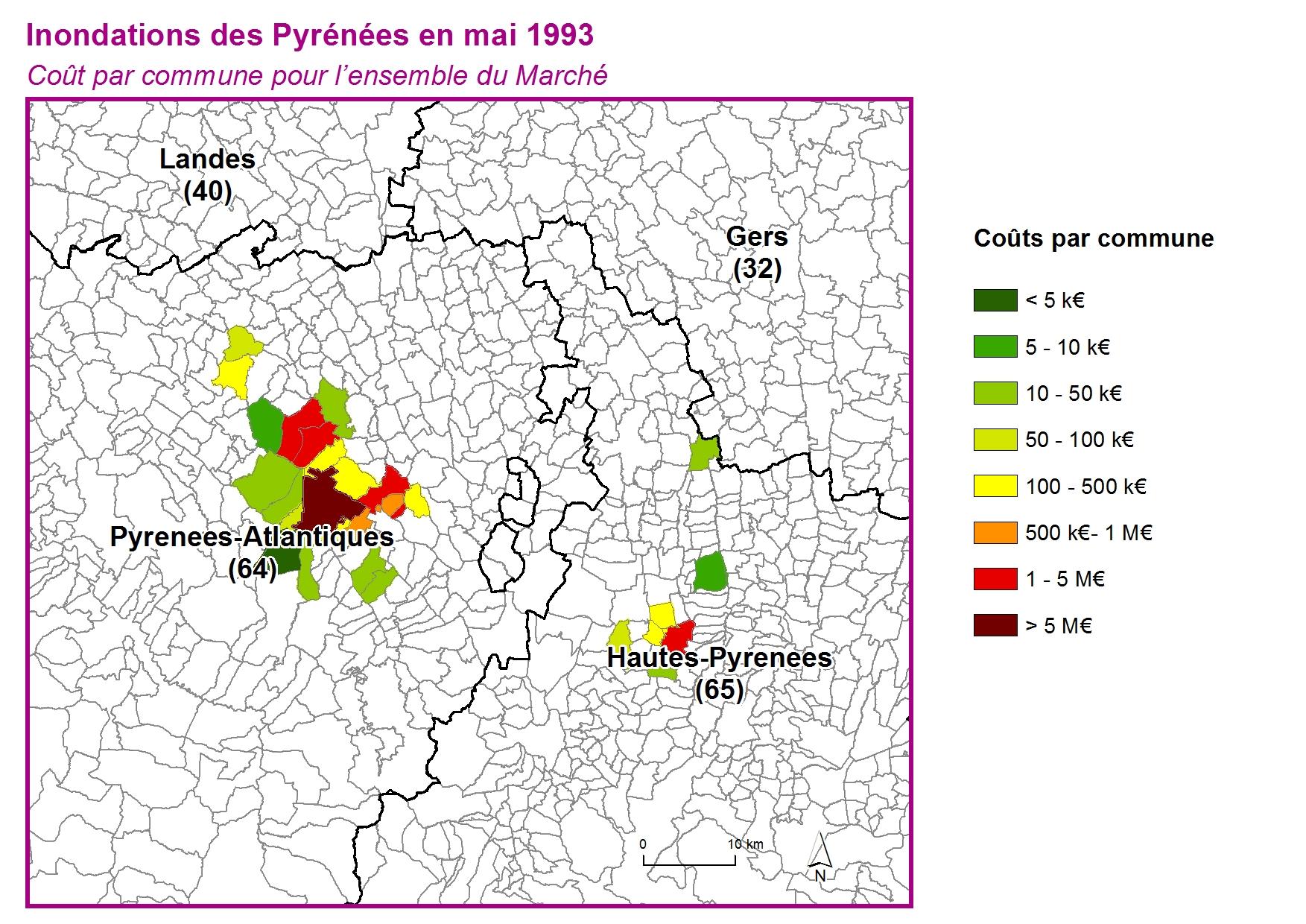 Cout par commune pour l'ensemble du marché