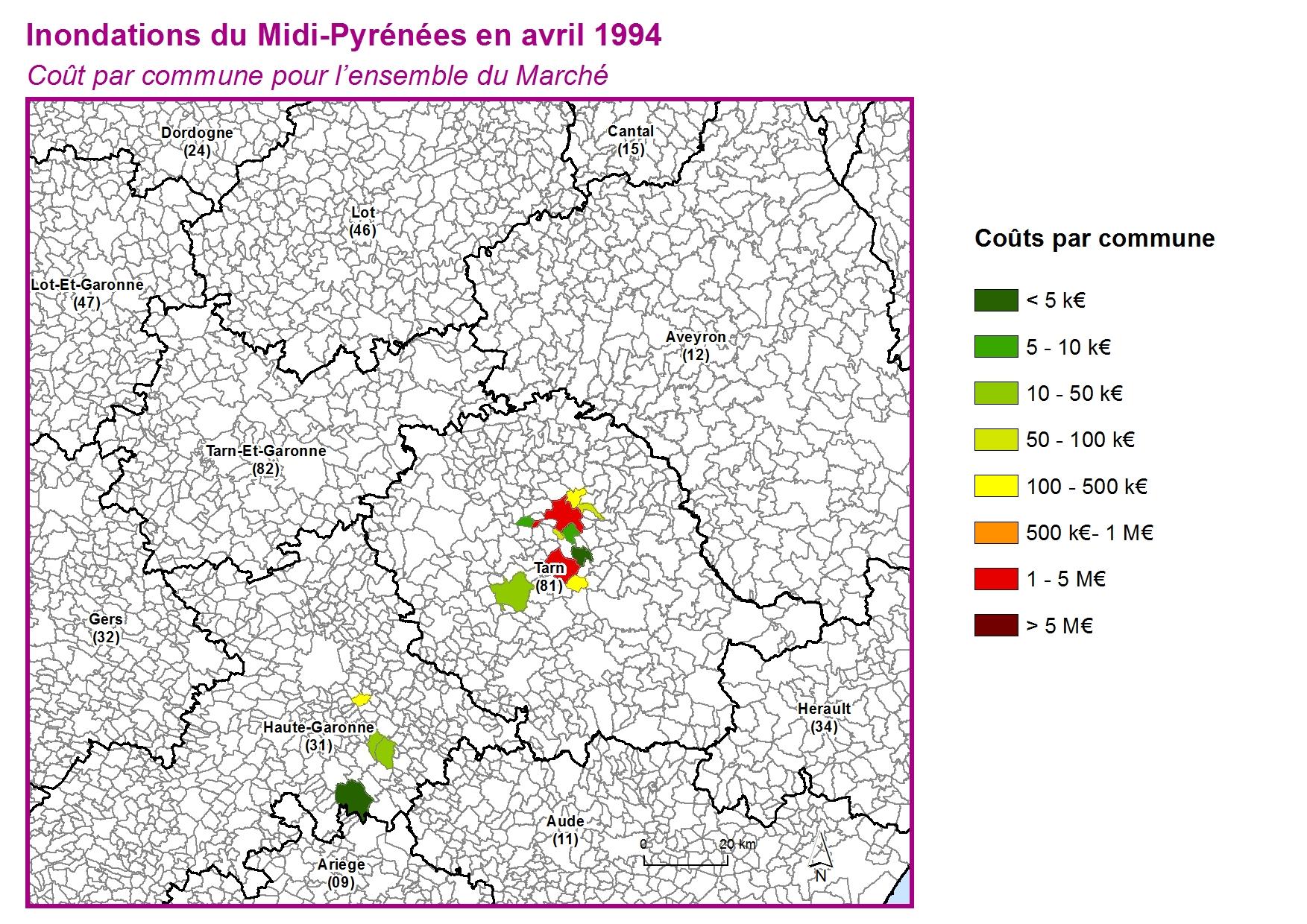 Cout par commune pour l'ensemble du marché