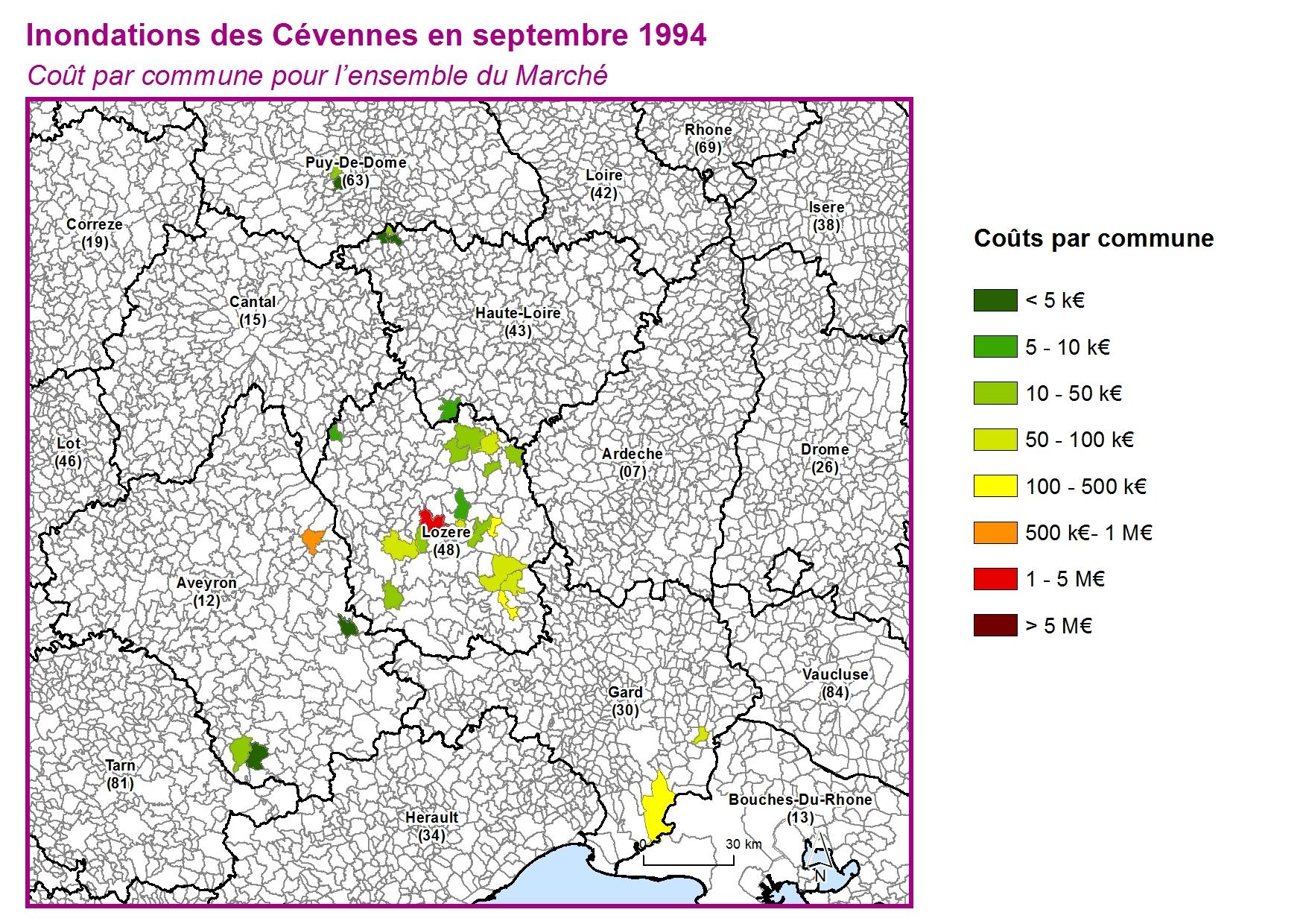 Cout par commune pour l'ensemble du marché