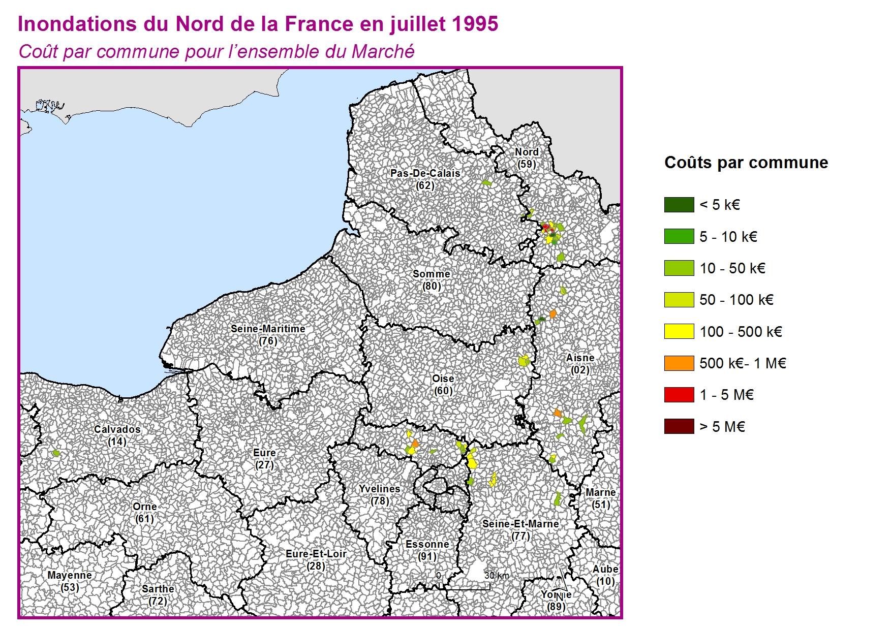 Cout par commune pour l'ensemble du marché