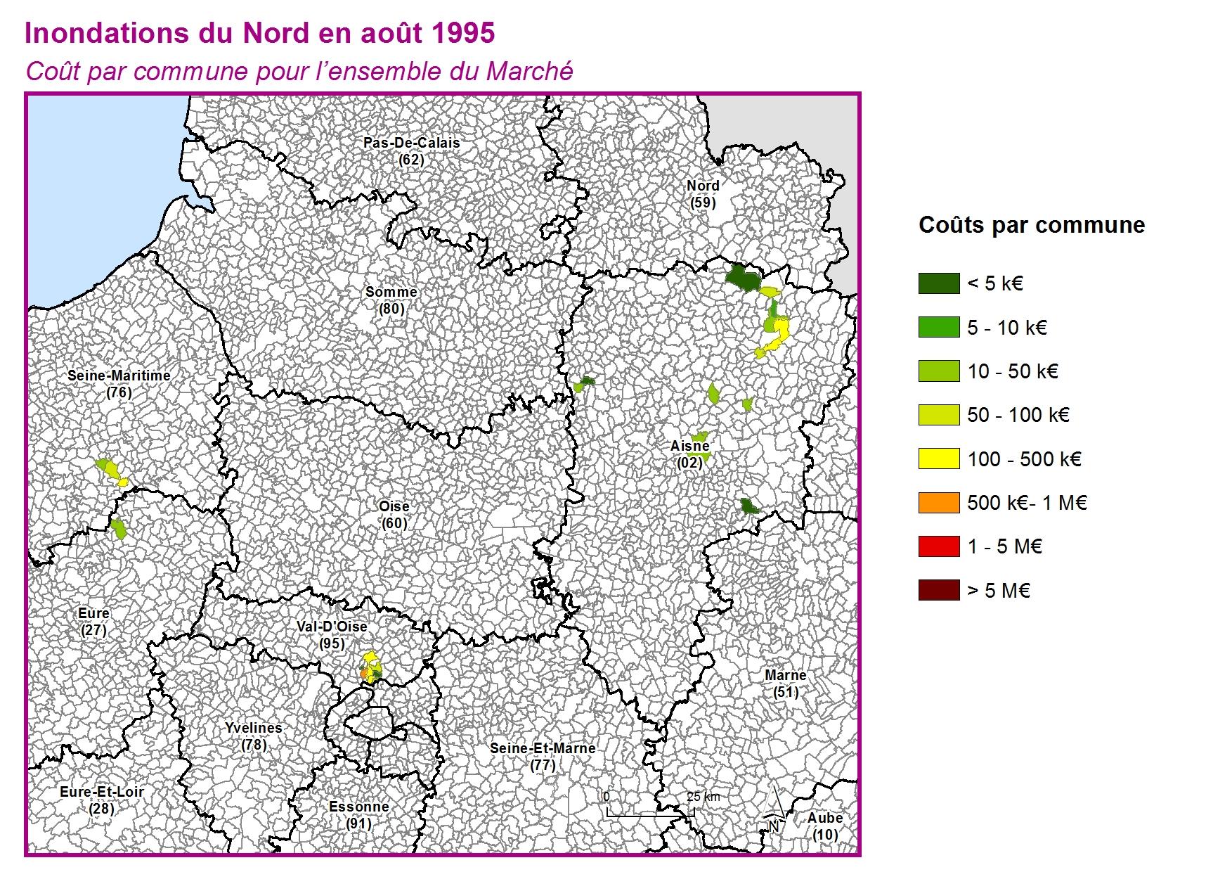 Cout par commune pour l'ensemble du marché