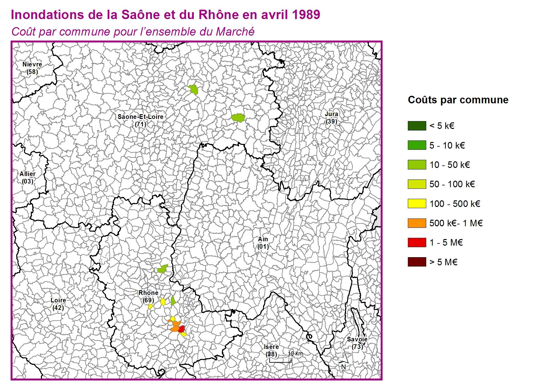 Cout par commune pour l'ensemble du marché