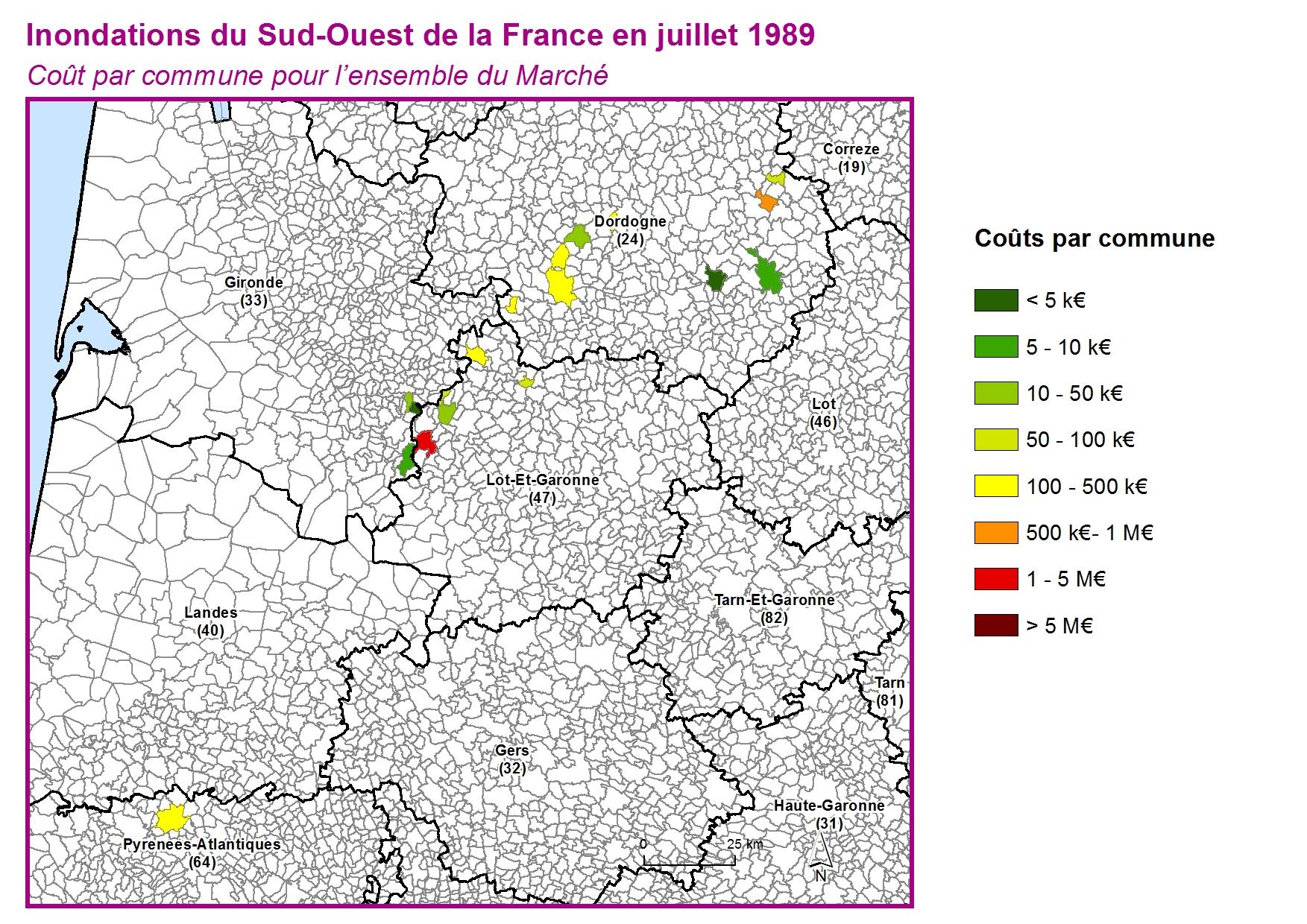 Cout par commune pour l'ensemble du marché