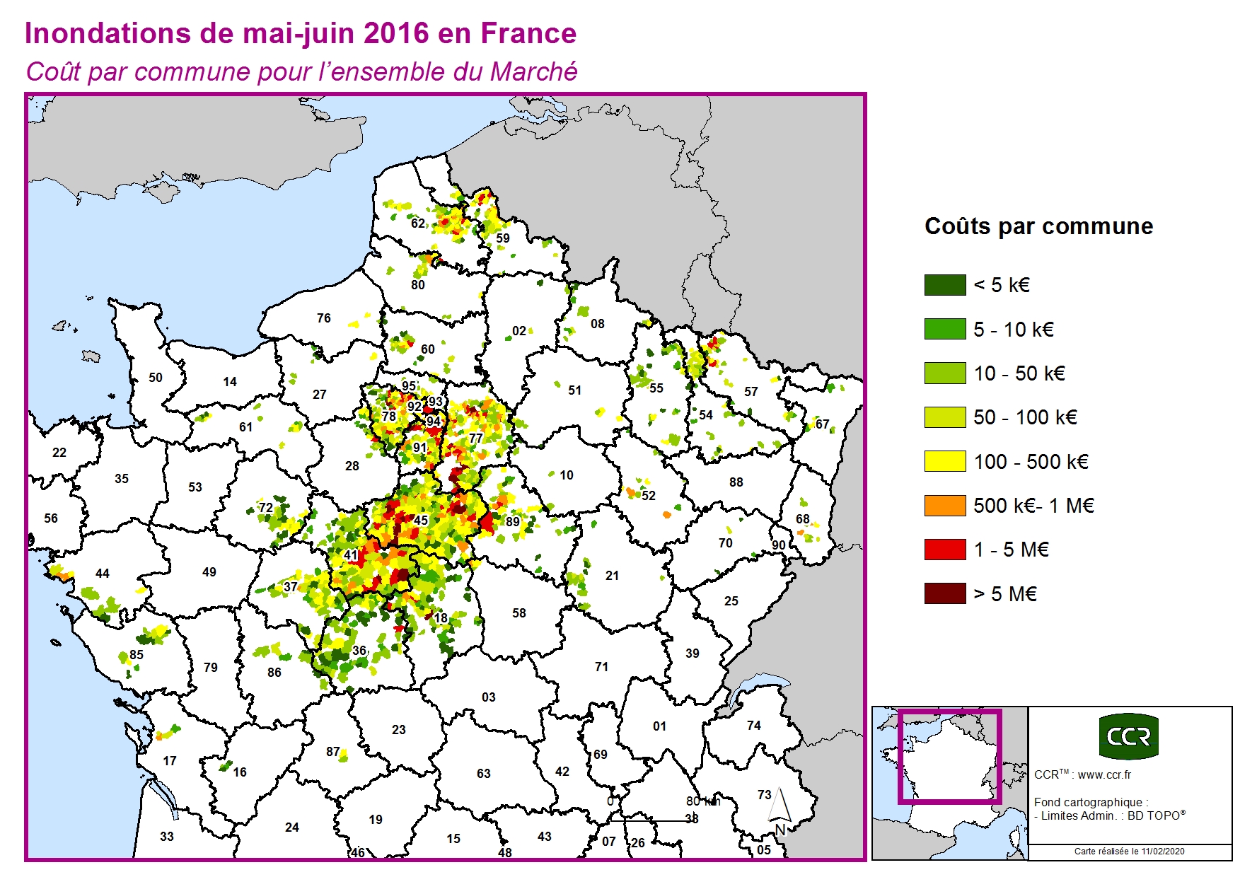 Cout par commune pour l'ensemble du marché