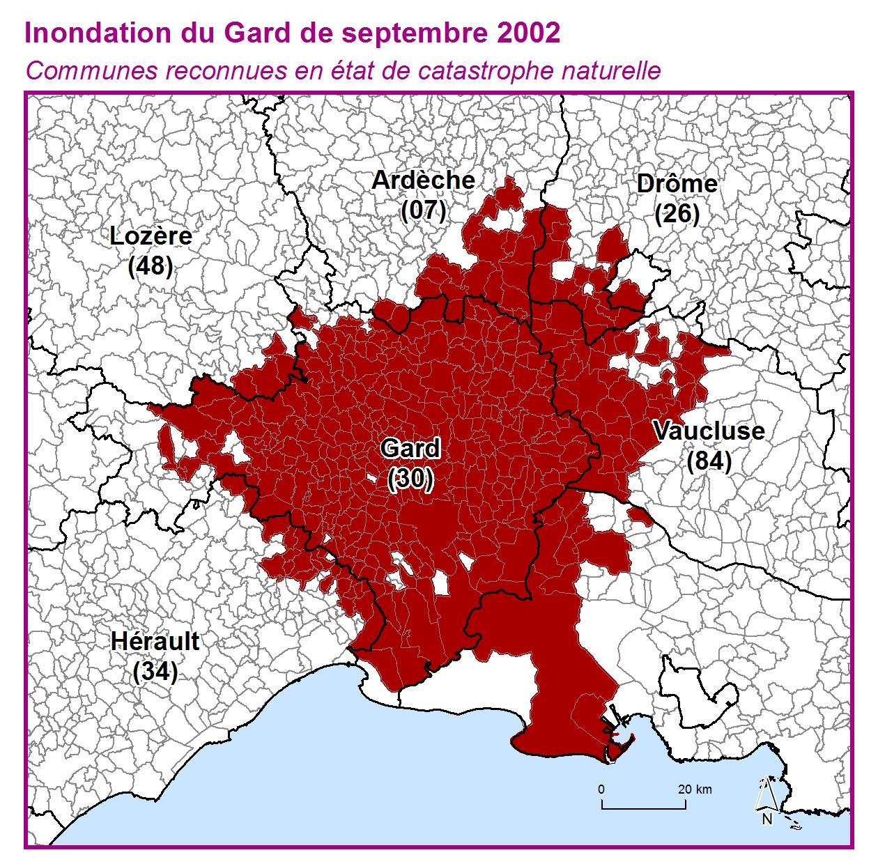 Communes reconnues en 굡t de catastrophes naturelle