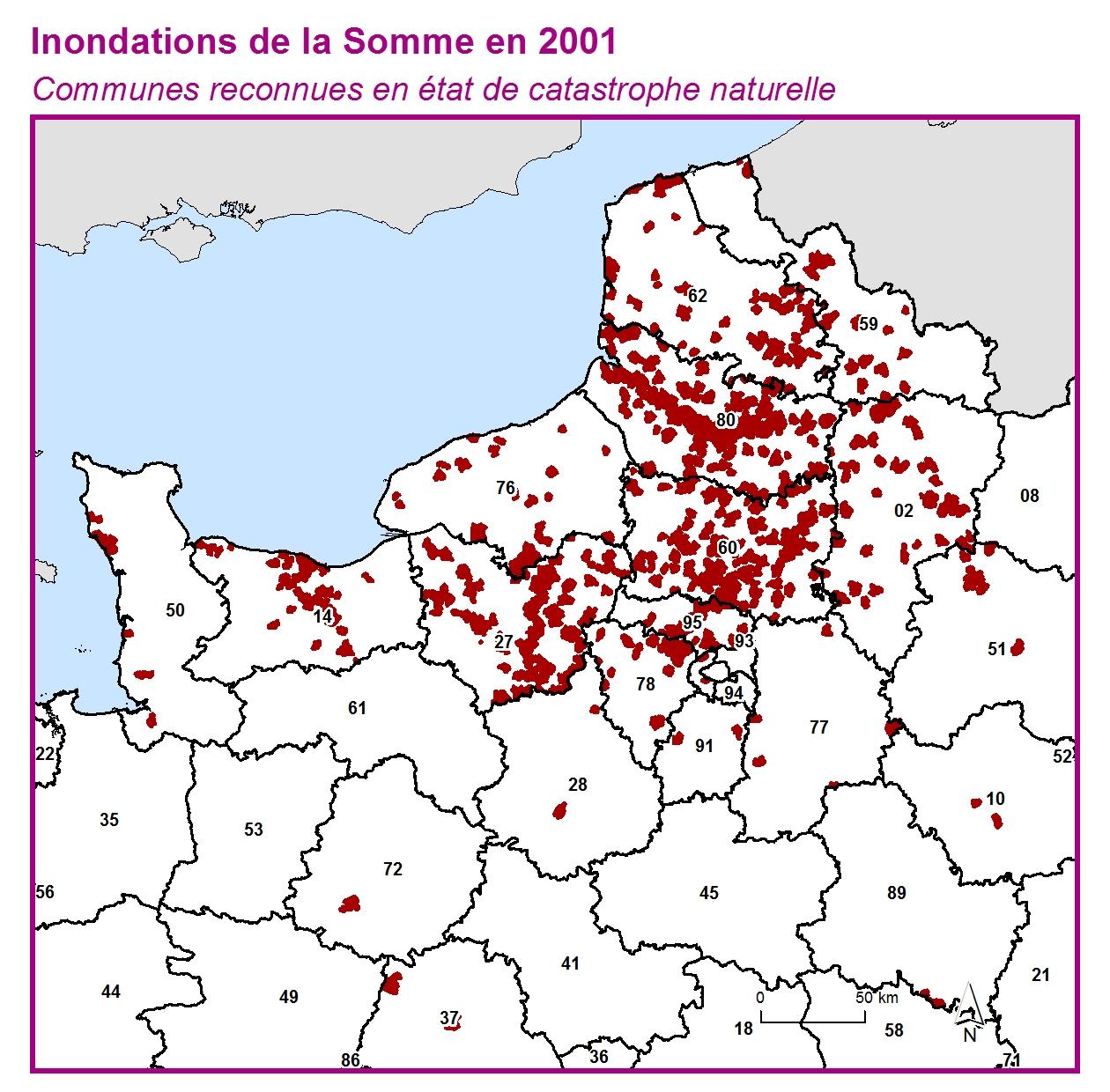 Communes reconnues en 굡t de catastrophes naturelle