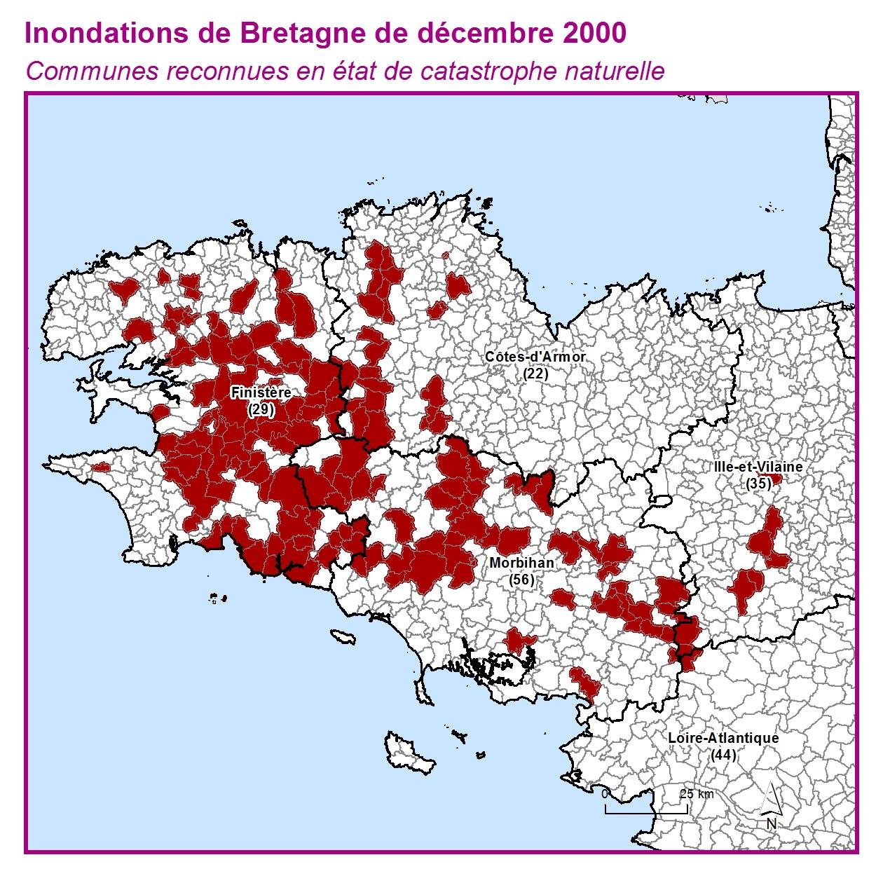 Communes reconnues en 굡t de catastrophes naturelle