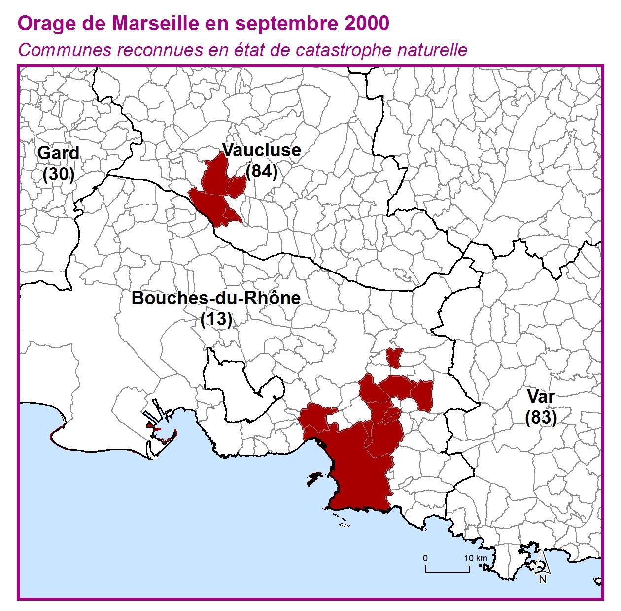 Communes reconnues en 굡t de catastrophes naturelle