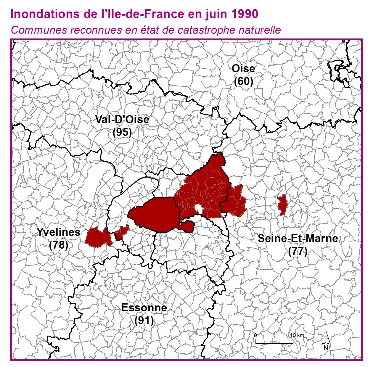 Communes reconnues en 굡t de catastrophes naturelle