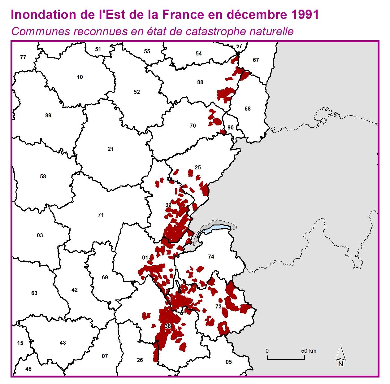 Communes reconnues en 굡t de catastrophes naturelle