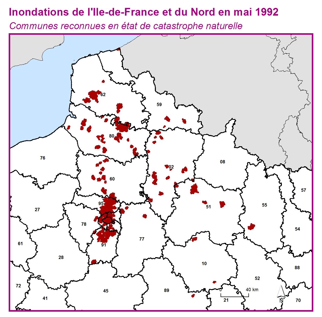 Communes reconnues en 굡t de catastrophes naturelle