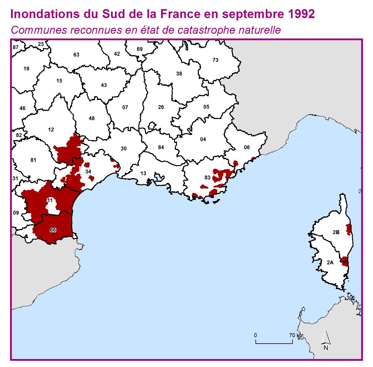 Communes reconnues en 굡t de catastrophes naturelle