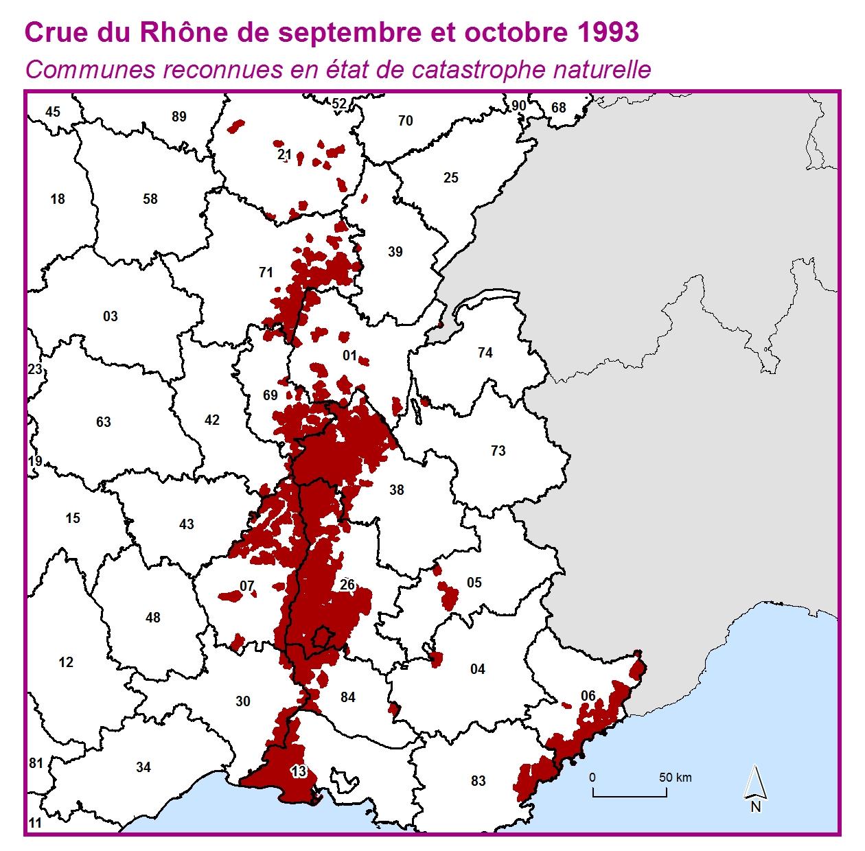 Communes reconnues en 굡t de catastrophes naturelle