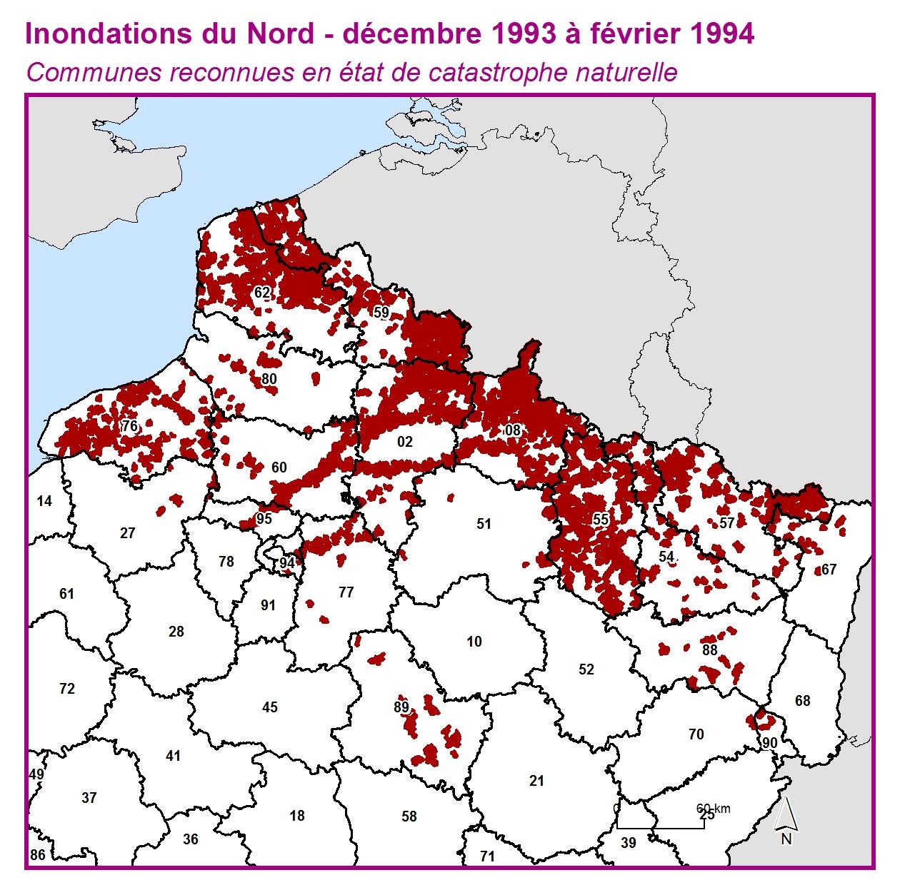 Communes reconnues en 굡t de catastrophes naturelle