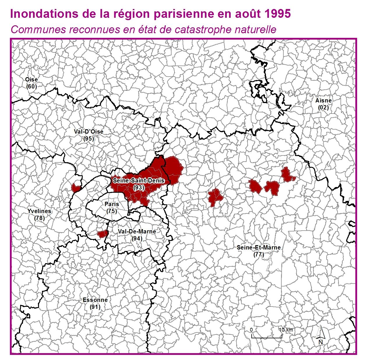 Communes reconnues en 굡t de catastrophes naturelle