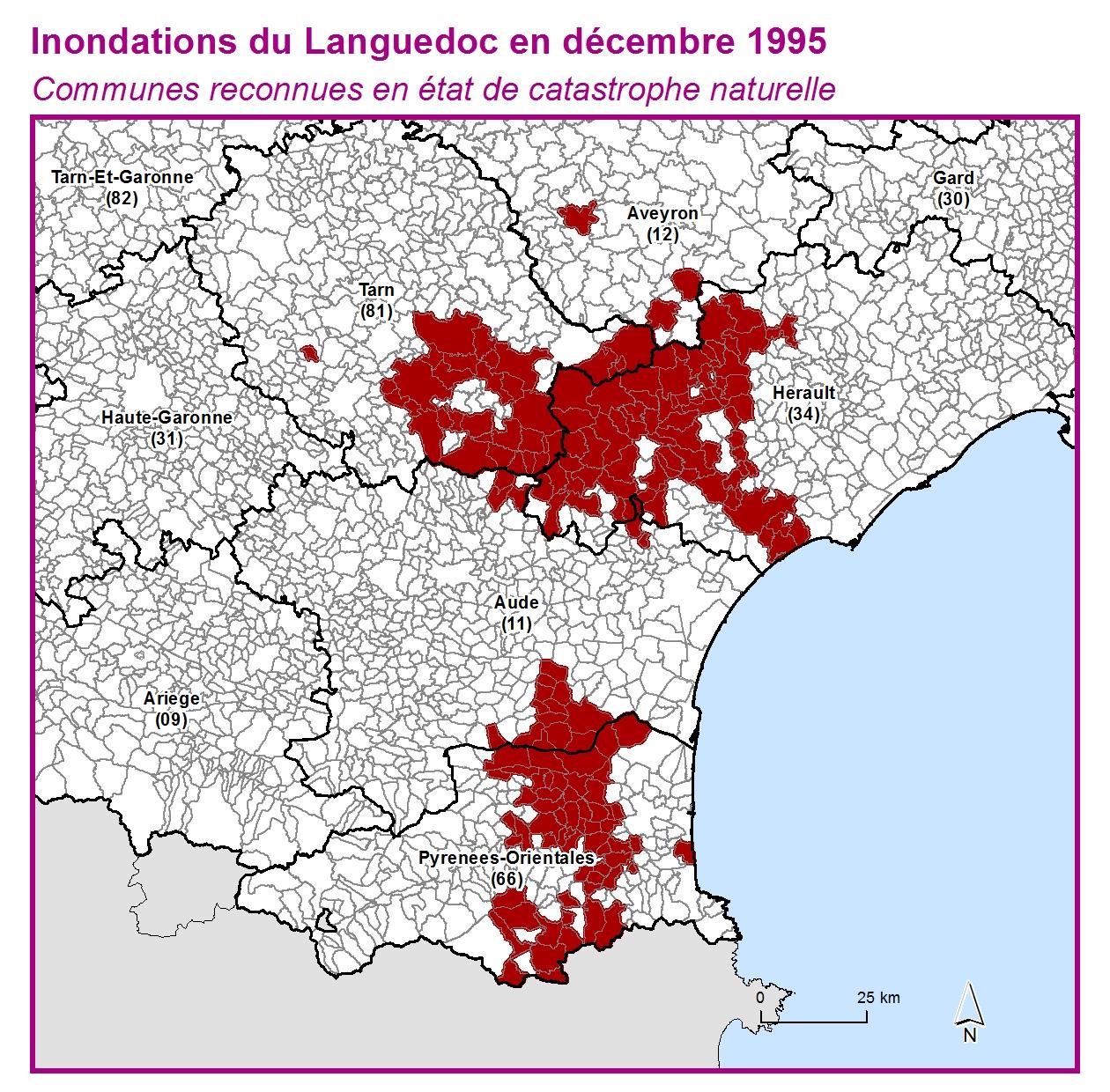 Communes reconnues en 굡t de catastrophes naturelle