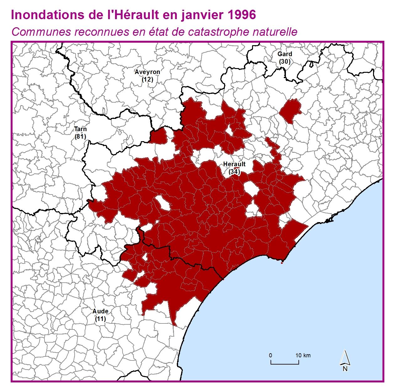 Communes reconnues en 굡t de catastrophes naturelle