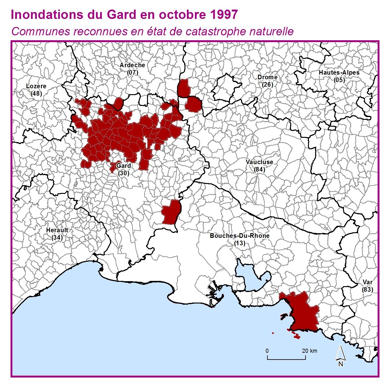 Communes reconnues en 굡t de catastrophes naturelle