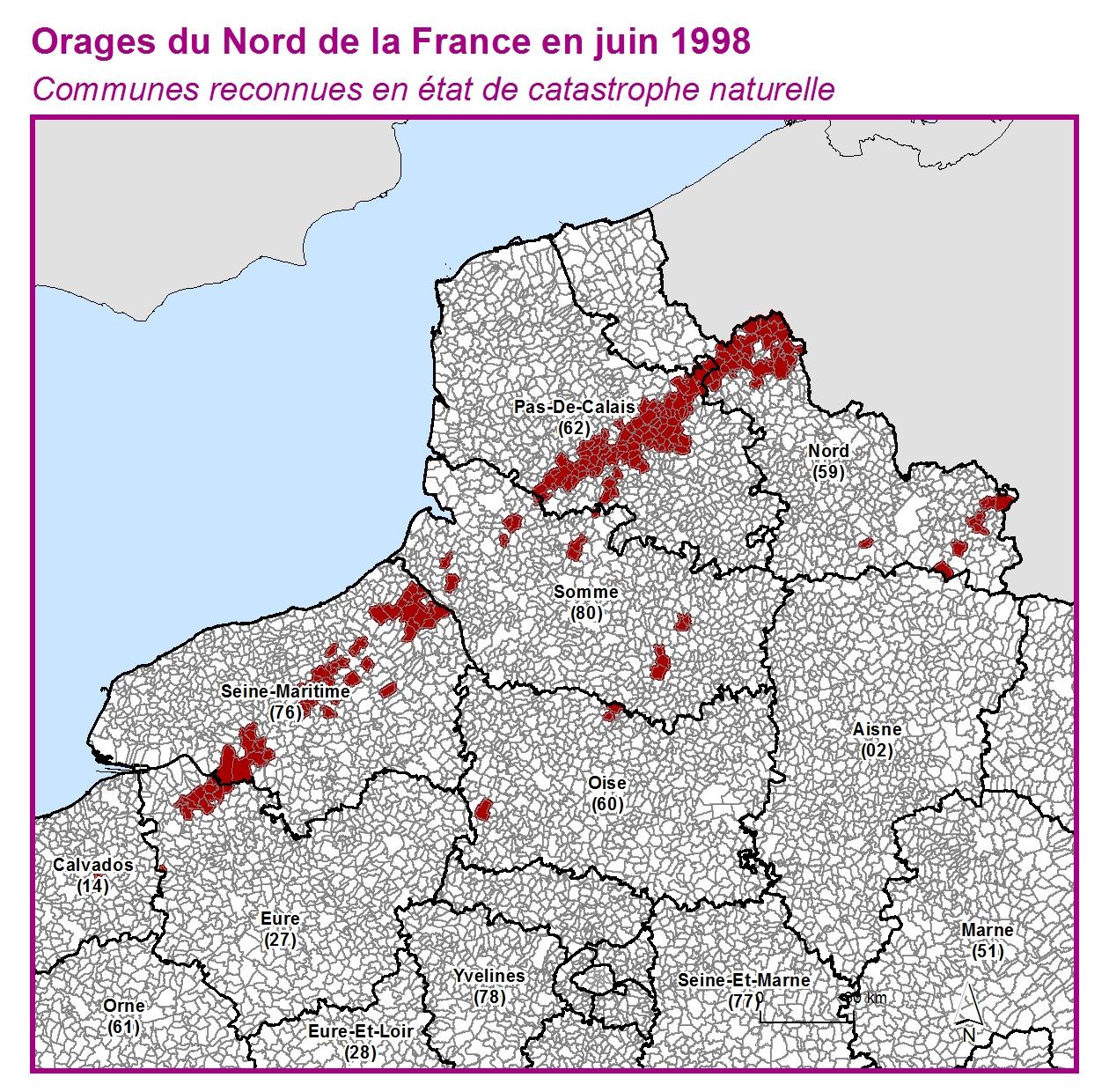 Communes reconnues en 굡t de catastrophes naturelle