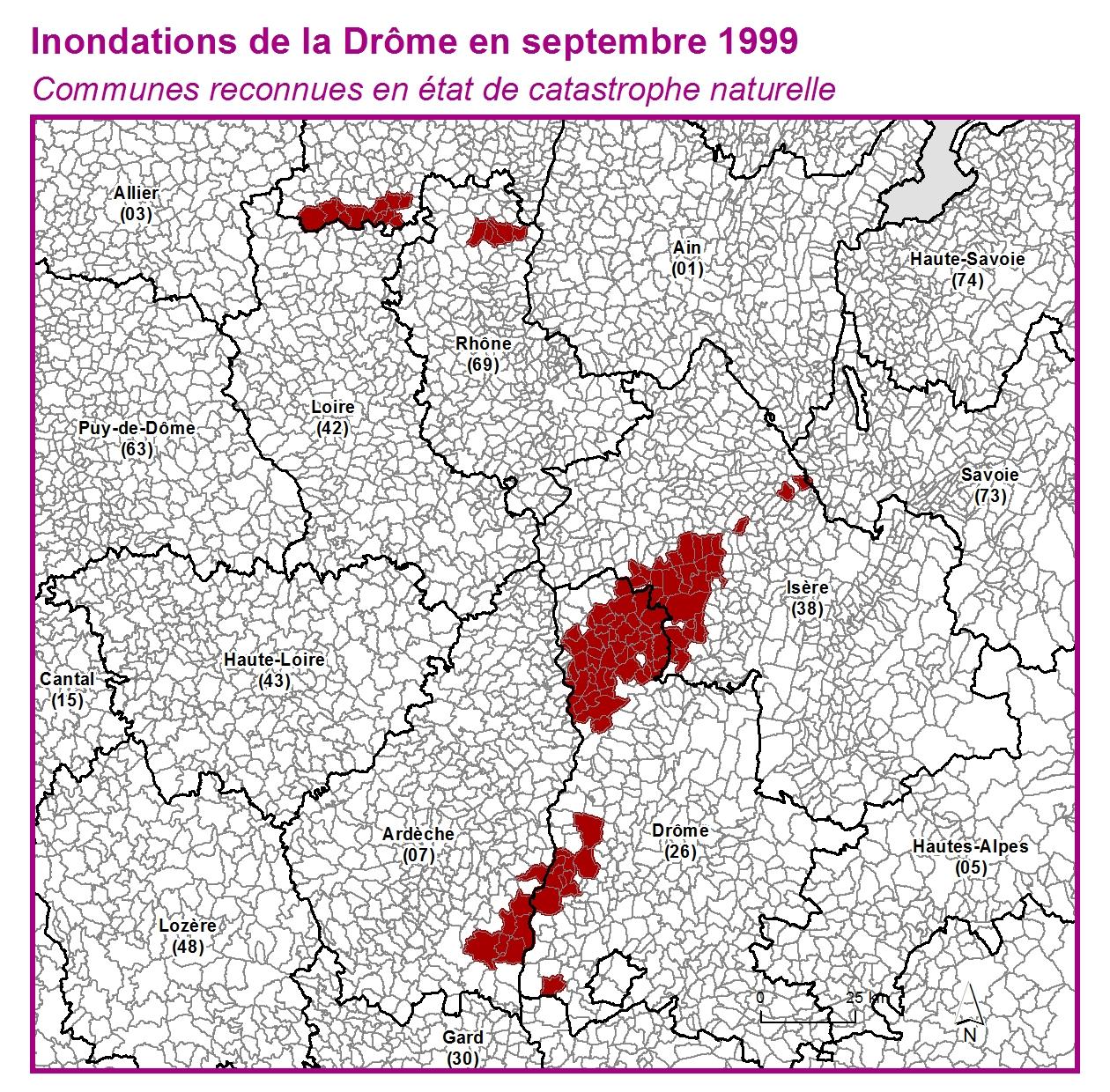 Communes reconnues en 굡t de catastrophes naturelle