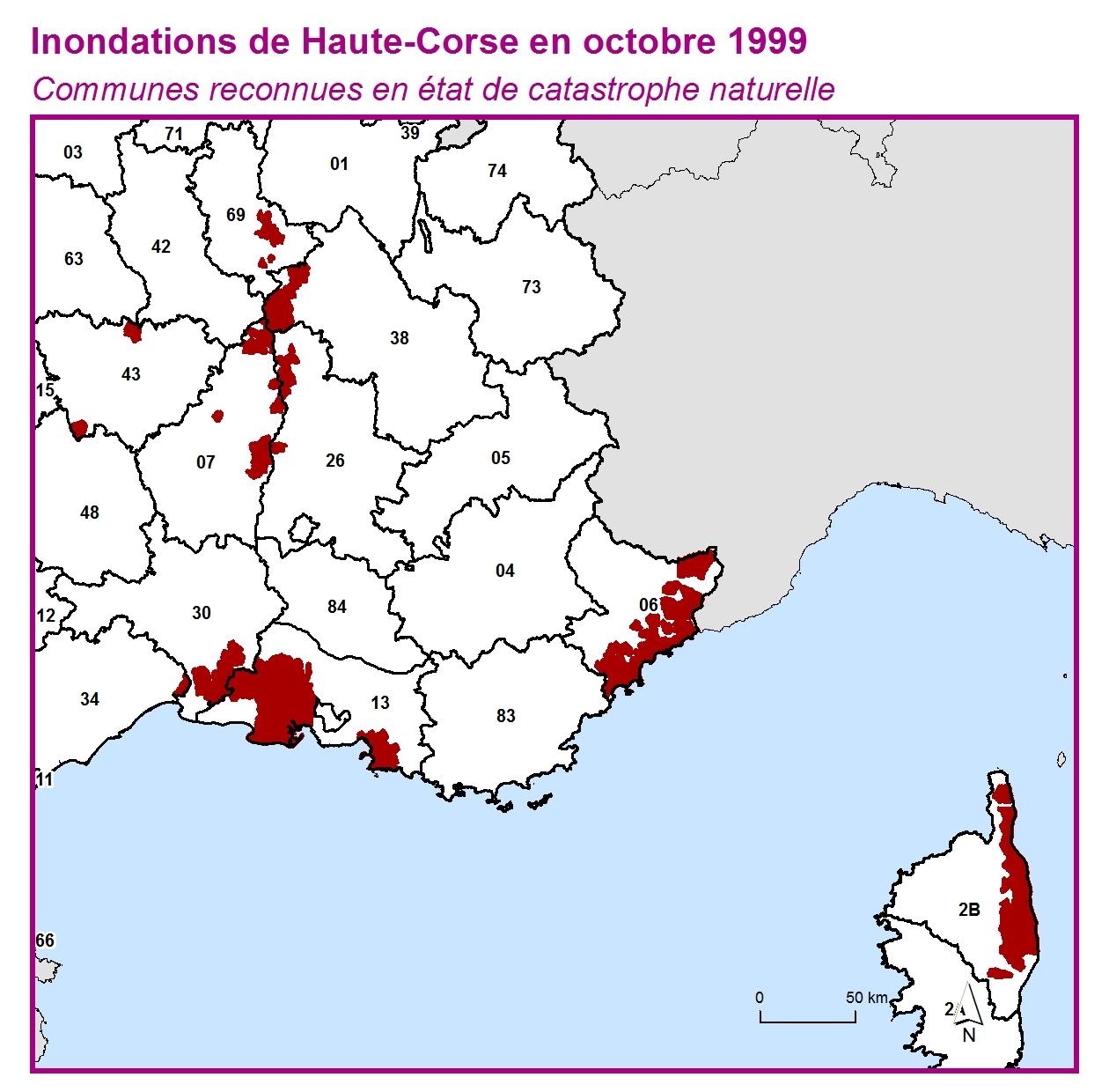 Communes reconnues en 굡t de catastrophes naturelle