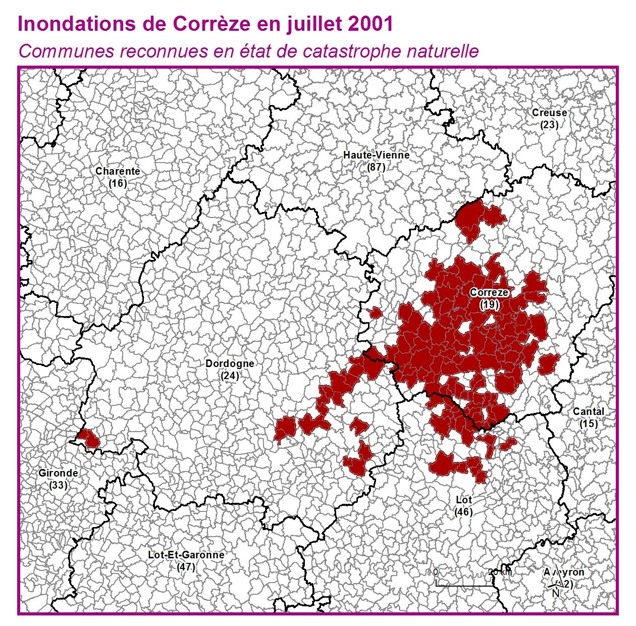 Communes reconnues en 굡t de catastrophes naturelle