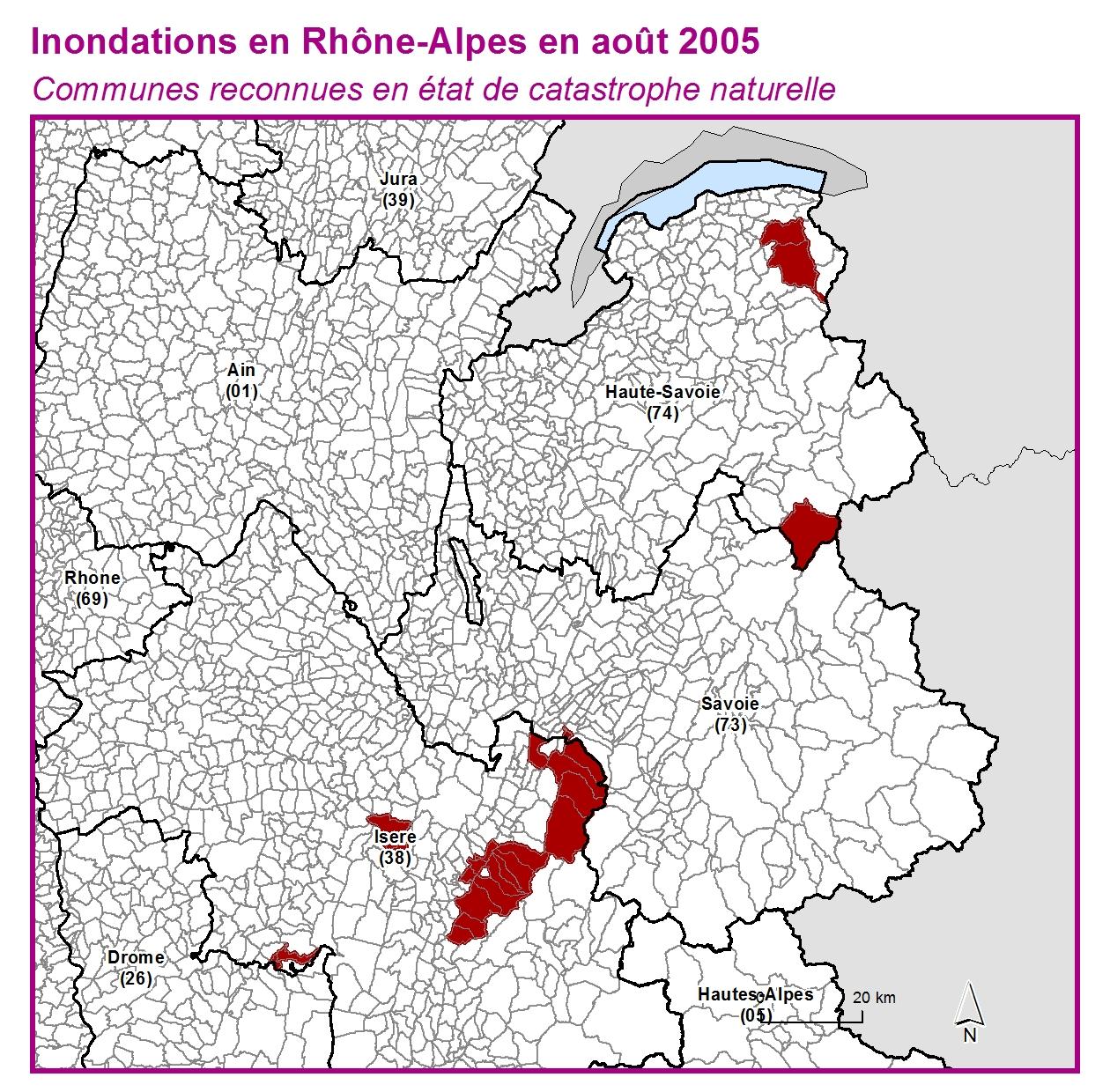 Communes reconnues en 굡t de catastrophes naturelle