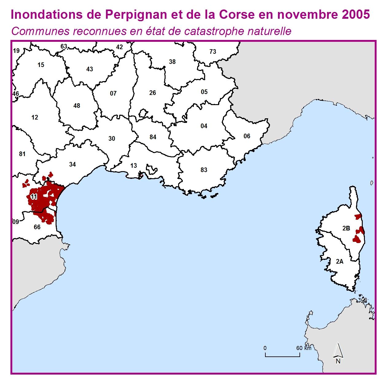 Communes reconnues en 굡t de catastrophes naturelle