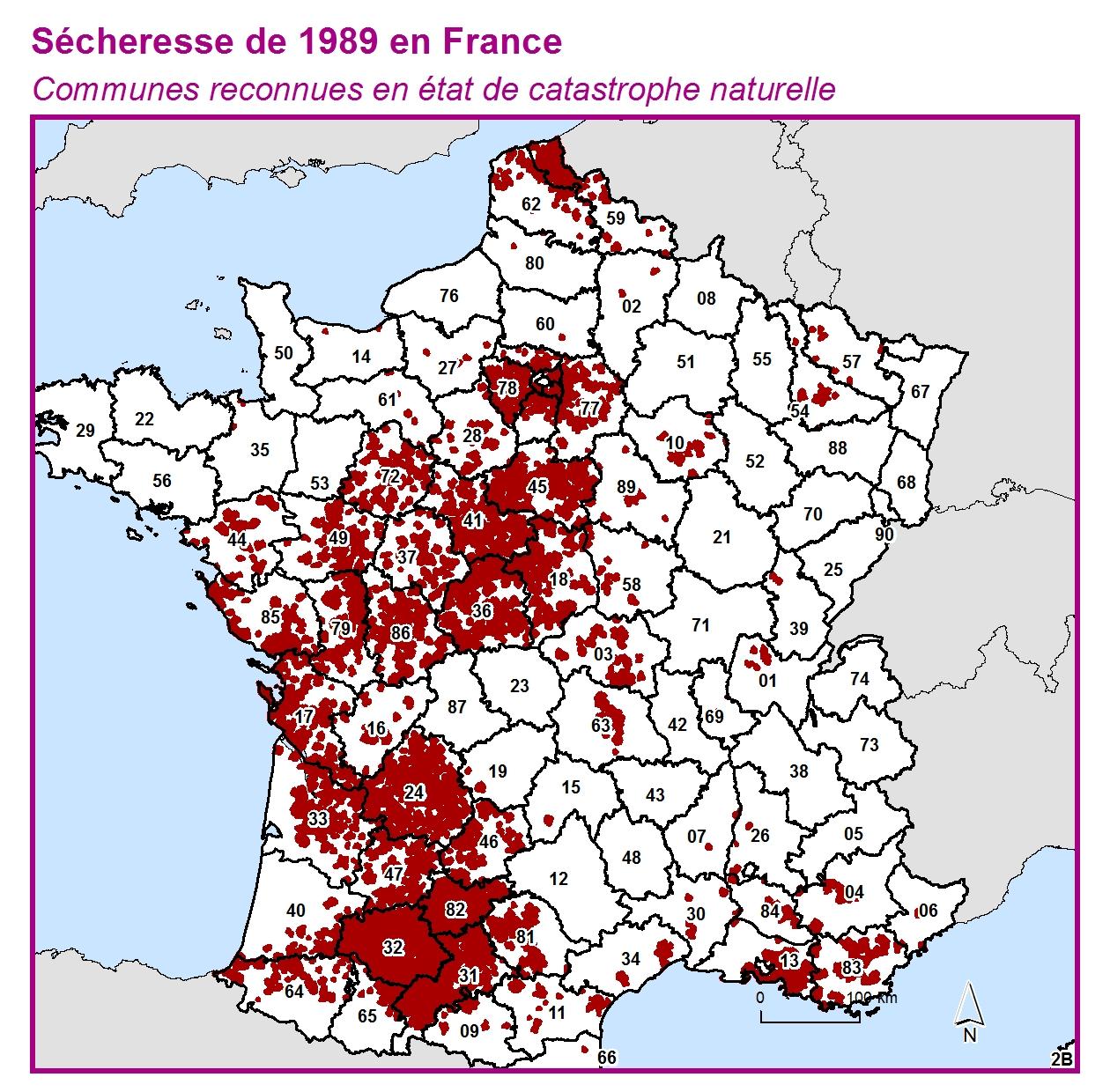 Communes reconnues en 굡t de catastrophes naturelle