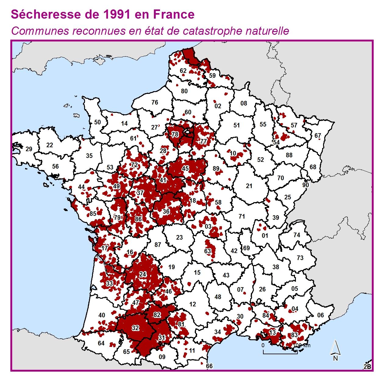 Communes reconnues en 굡t de catastrophes naturelle