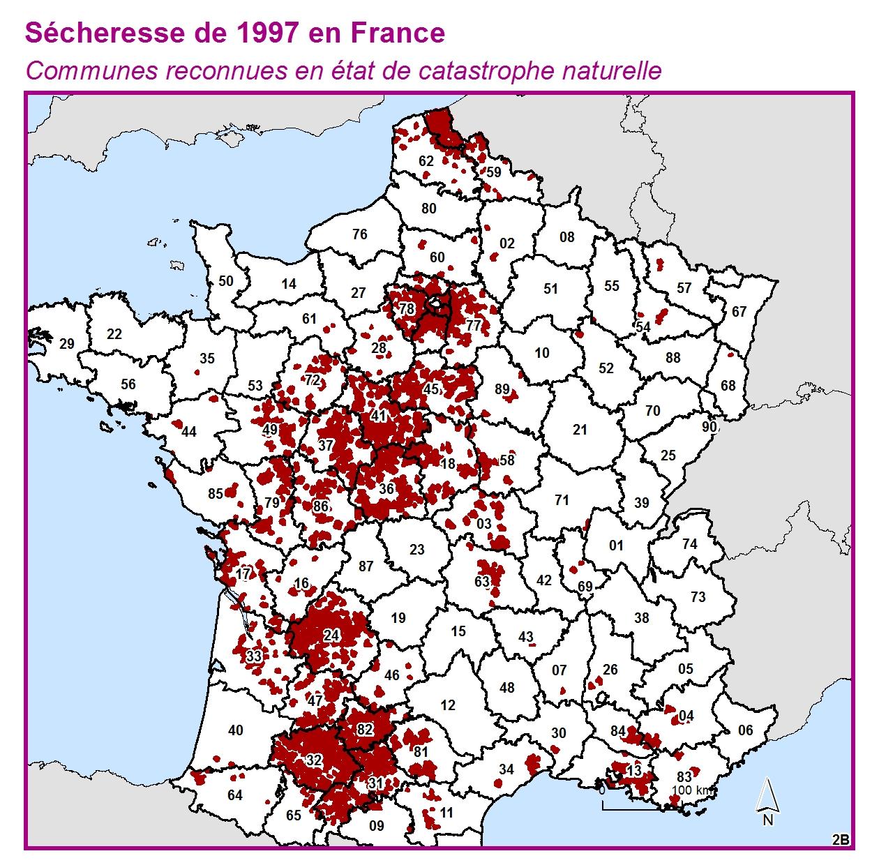 Communes reconnues en 굡t de catastrophes naturelle