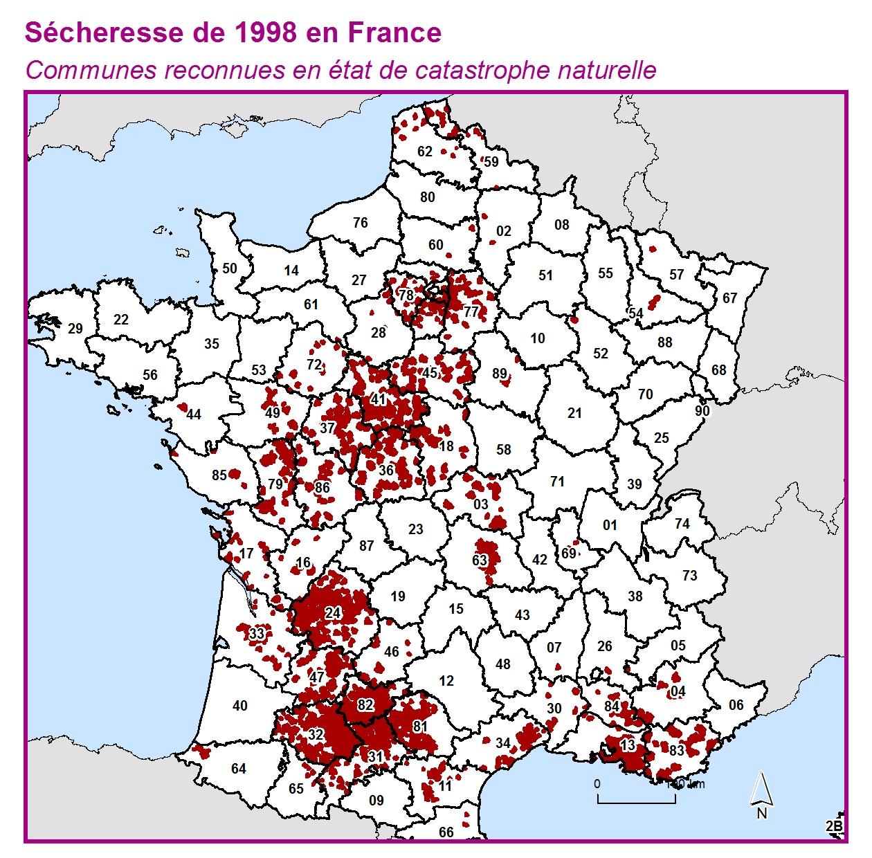 Communes reconnues en 굡t de catastrophes naturelle