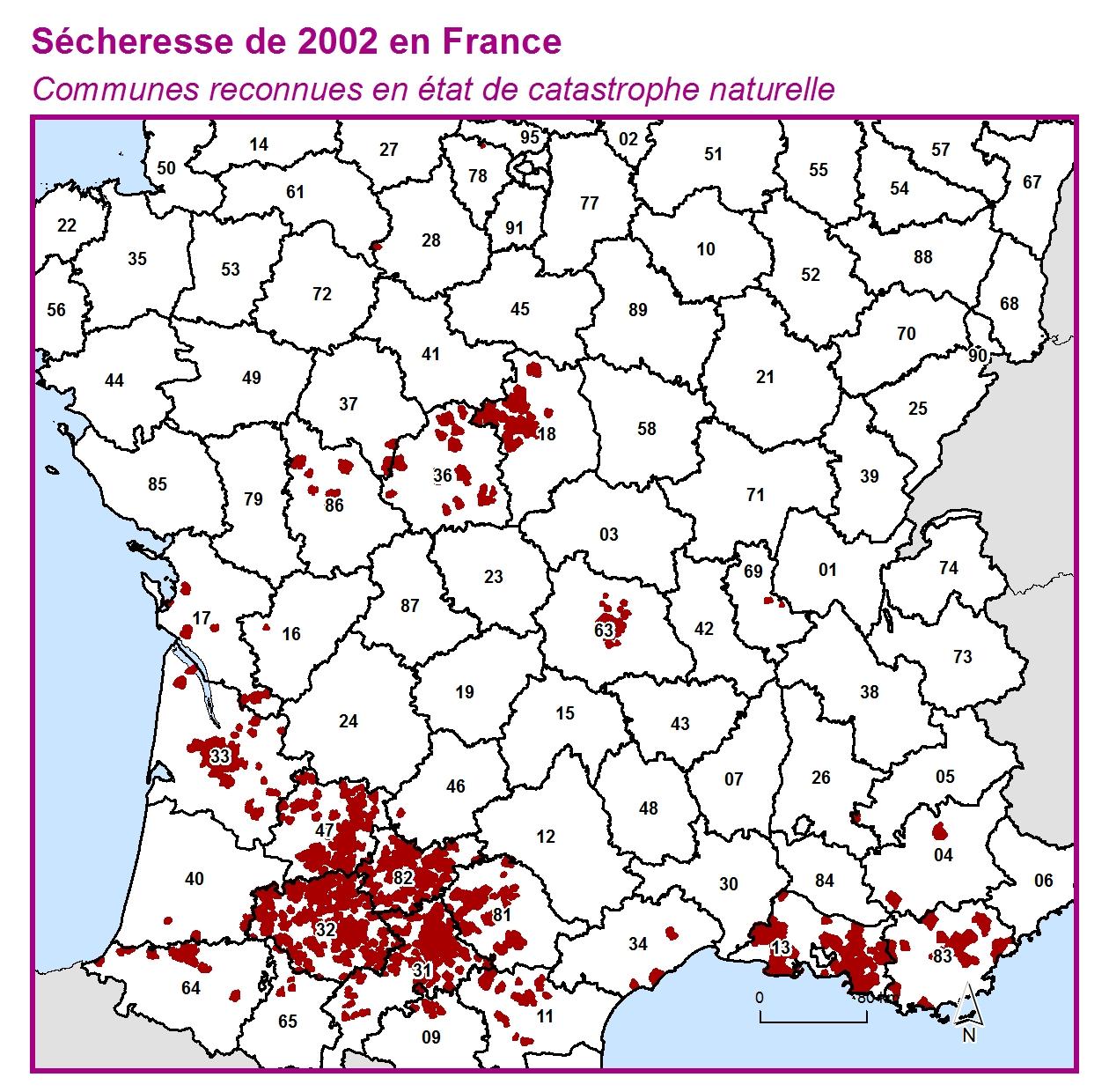 Communes reconnues en 굡t de catastrophes naturelle