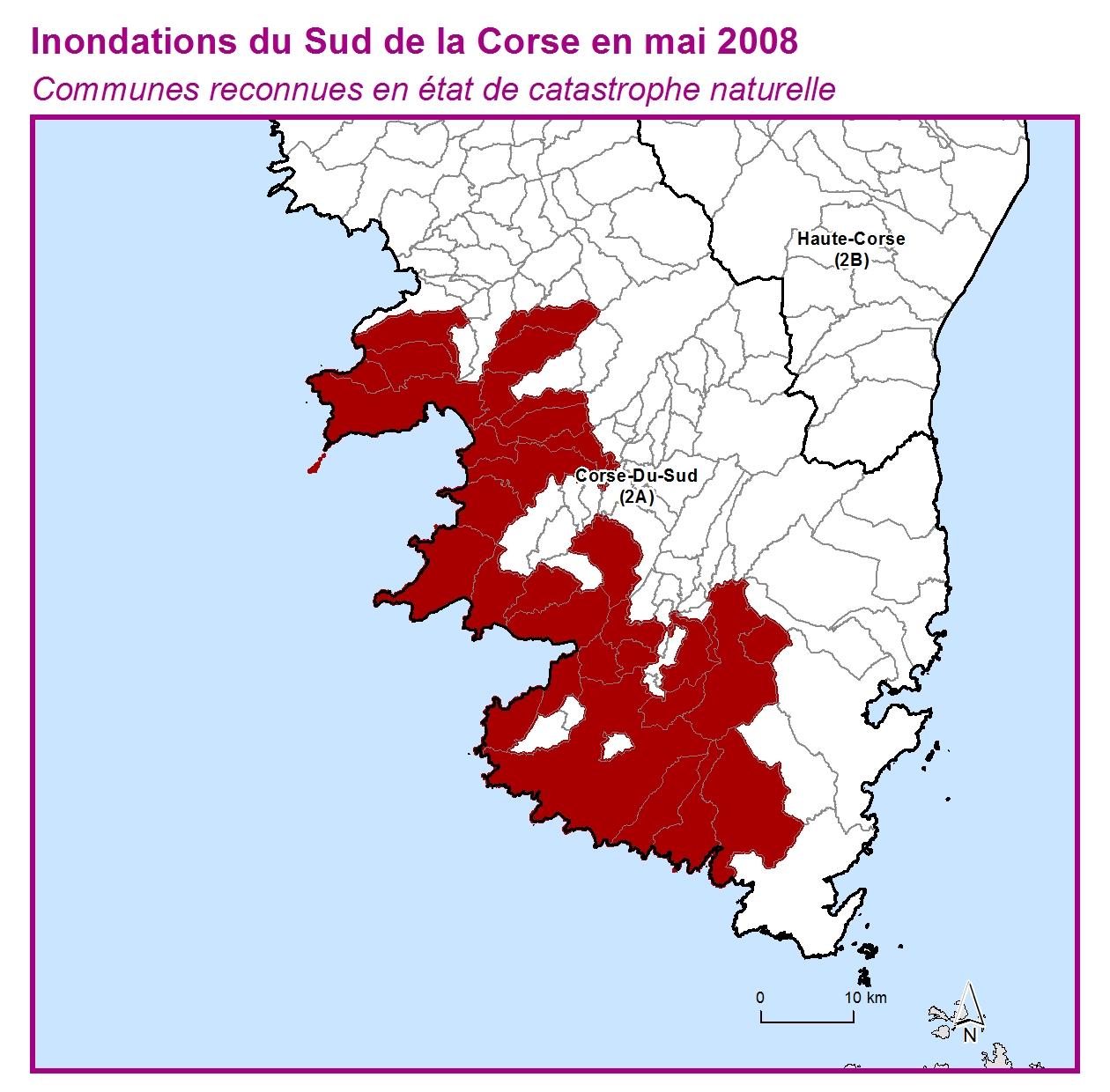 Communes reconnues en 굡t de catastrophes naturelle