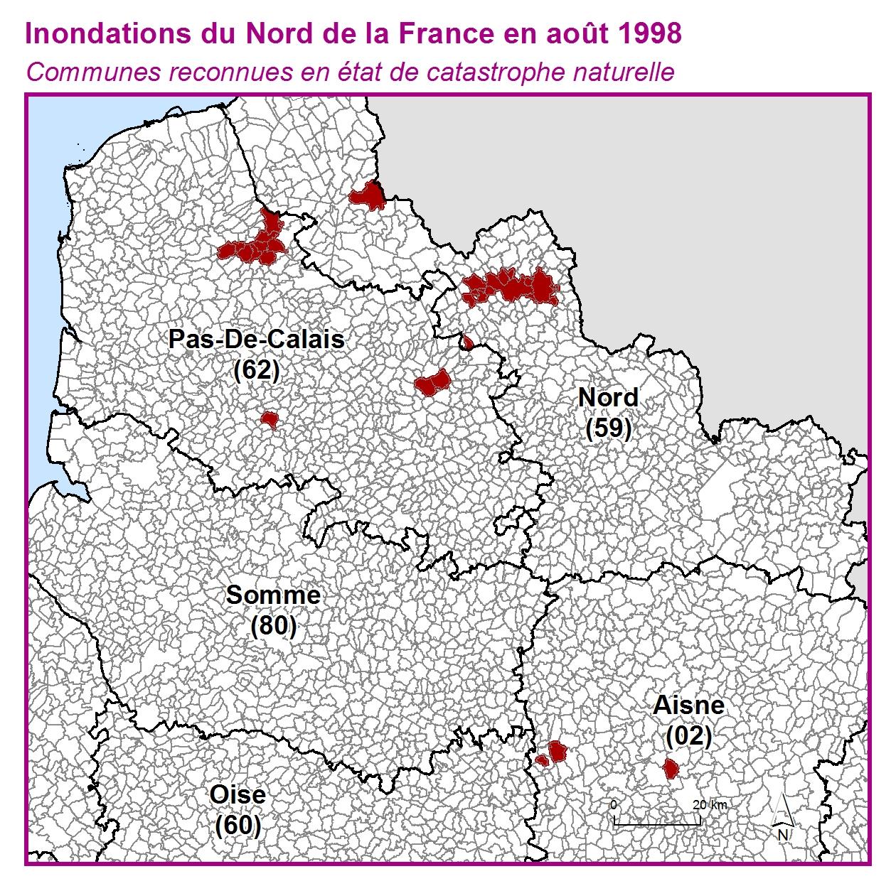 Communes reconnues en 굡t de catastrophes naturelle