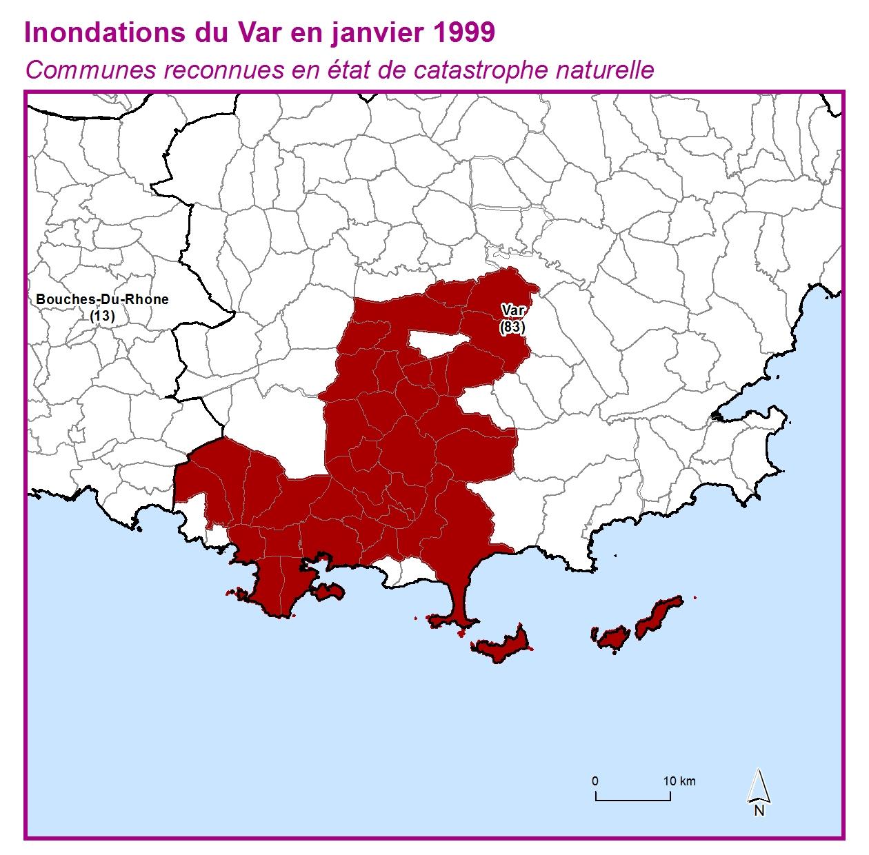 Communes reconnues en 굡t de catastrophes naturelle