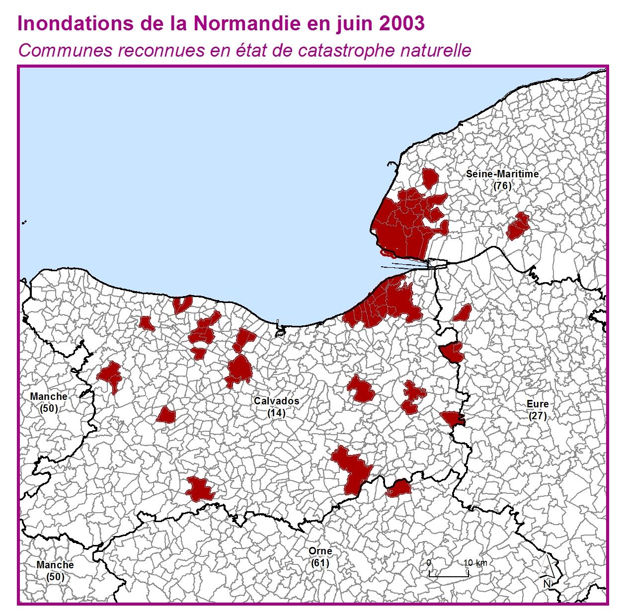 Communes reconnues en 굡t de catastrophes naturelle