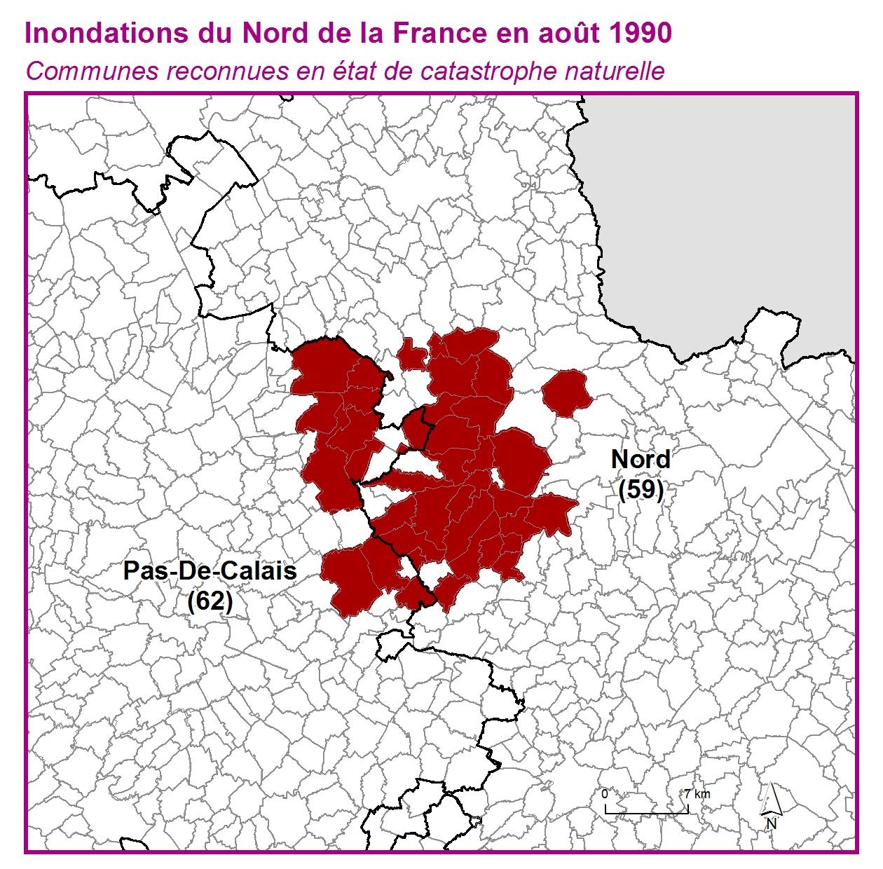 Communes reconnues en 굡t de catastrophes naturelle