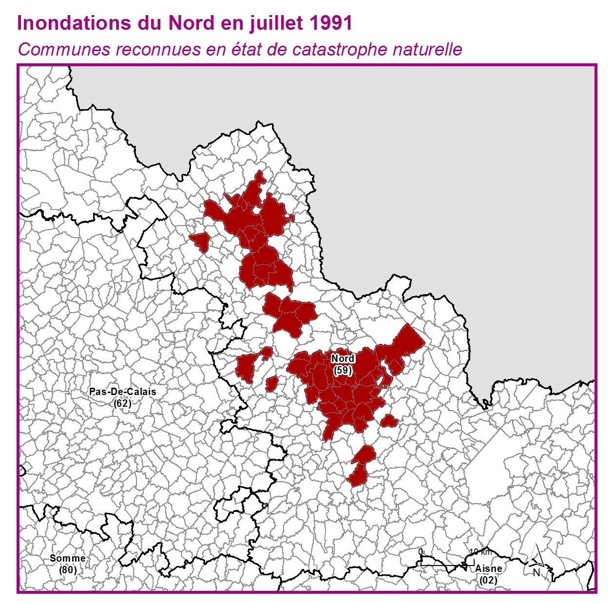 Communes reconnues en 굡t de catastrophes naturelle