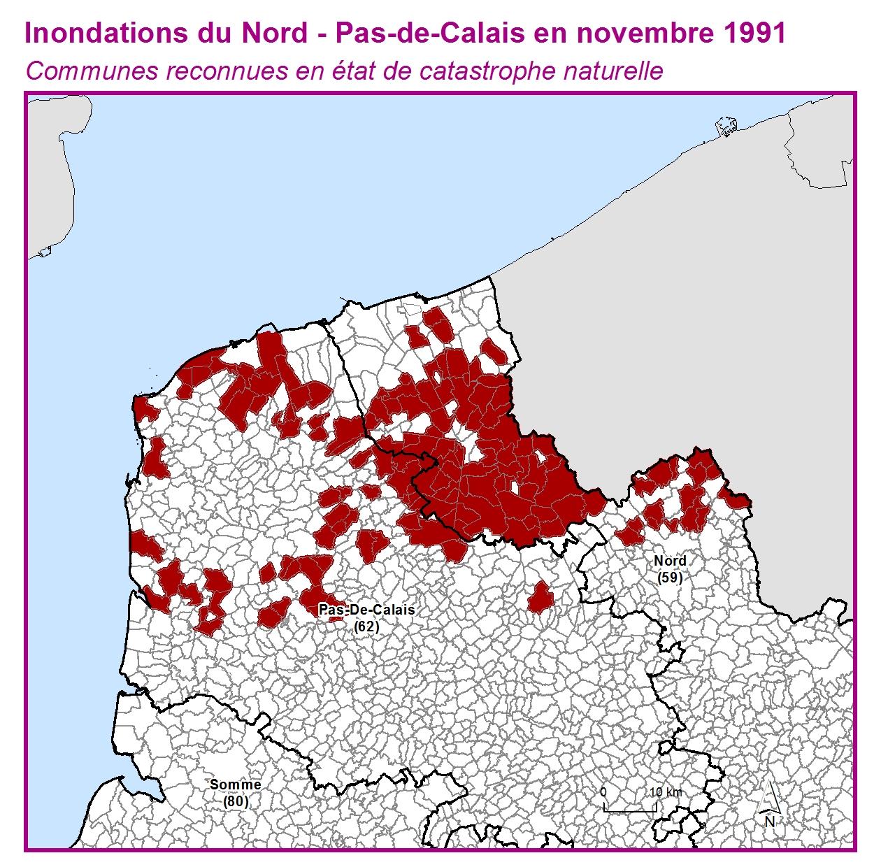 Communes reconnues en 굡t de catastrophes naturelle